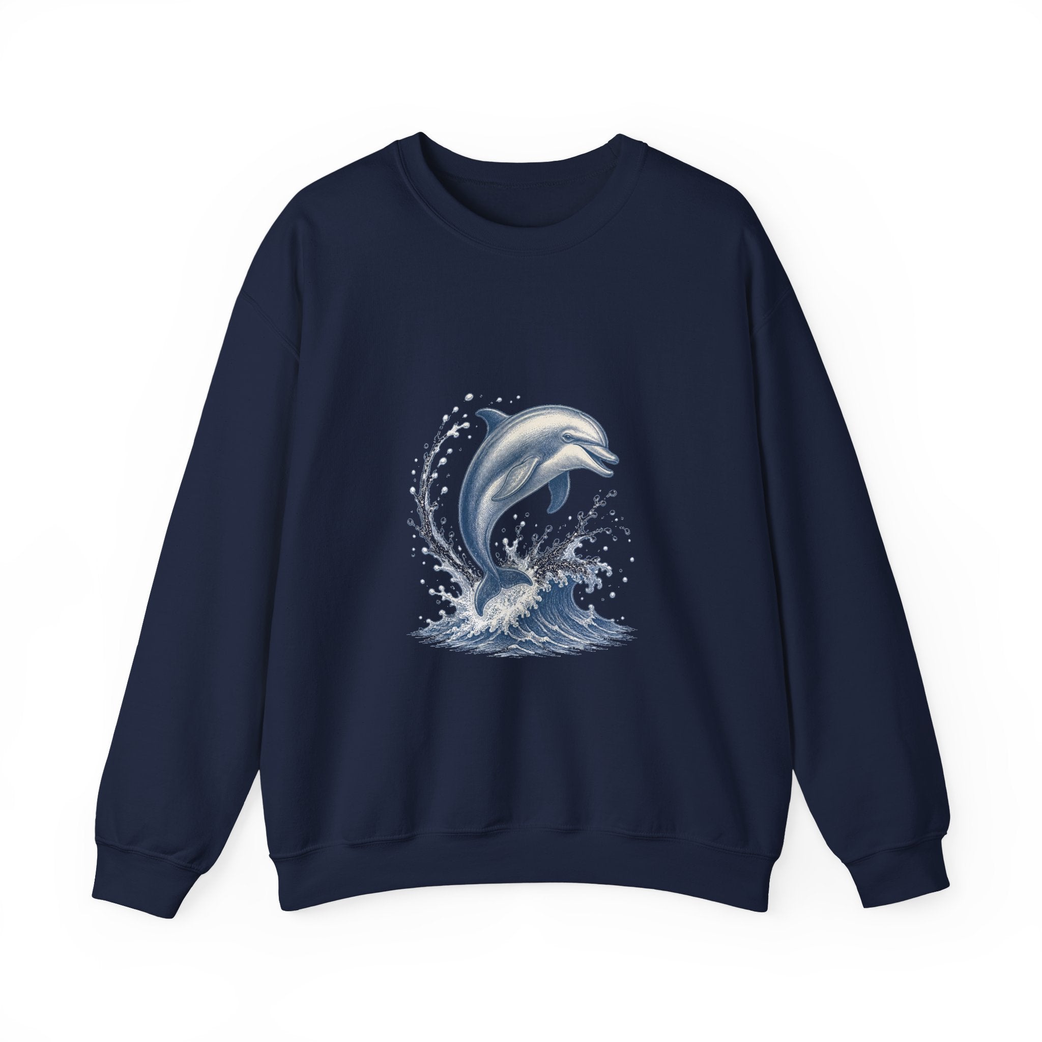 Matching Couple Sweatshirt - Shark & Dolphin Matching Couple Premium Fleece Sweatshirt Vintage Art His Hers Honeymoon Gift - Design B