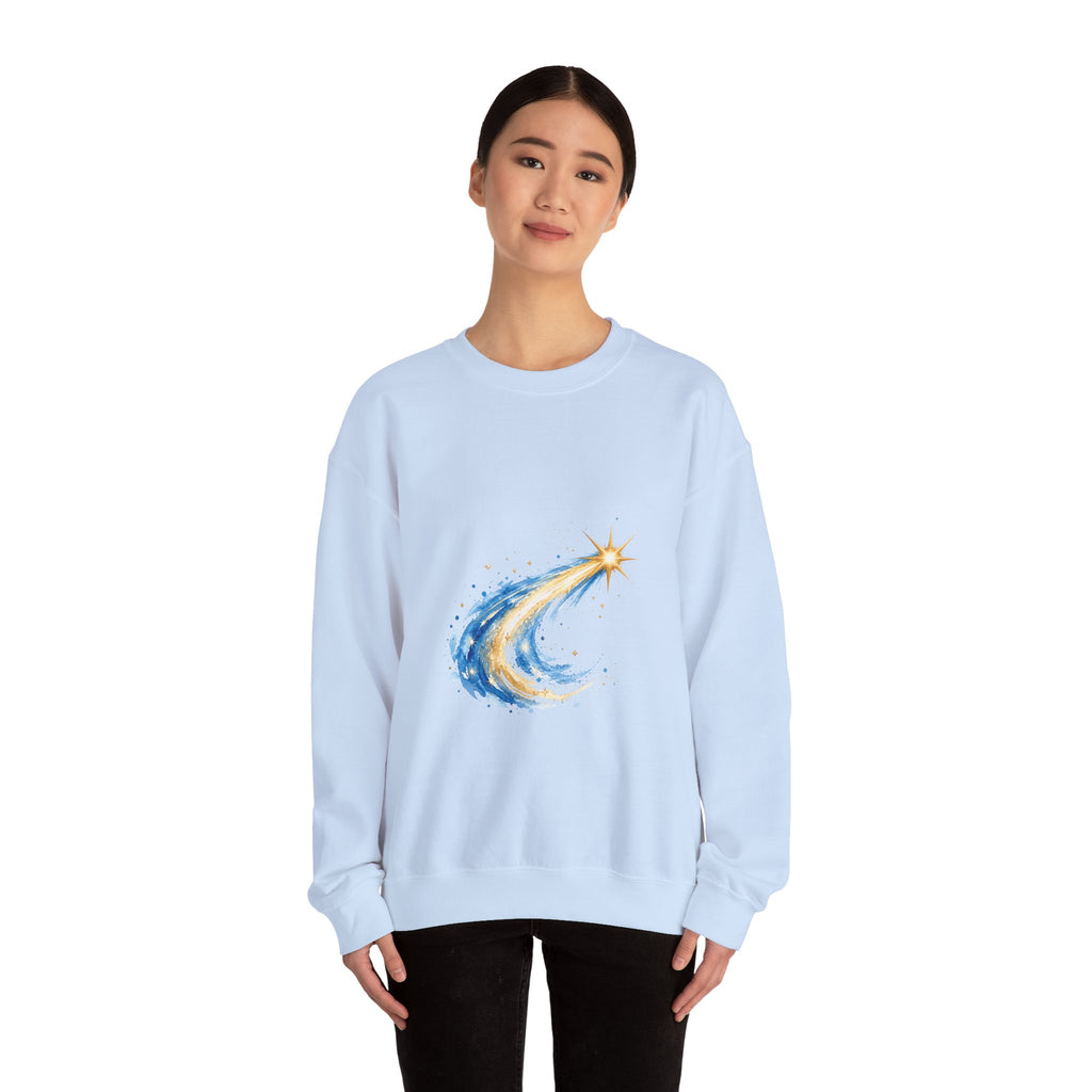 Matching Couple Sweatshirt - Shooting Star & North Star Matching Couple Premium Fleece Sweatshirt Watercolor Art His Hers Birthday Gift - Design A