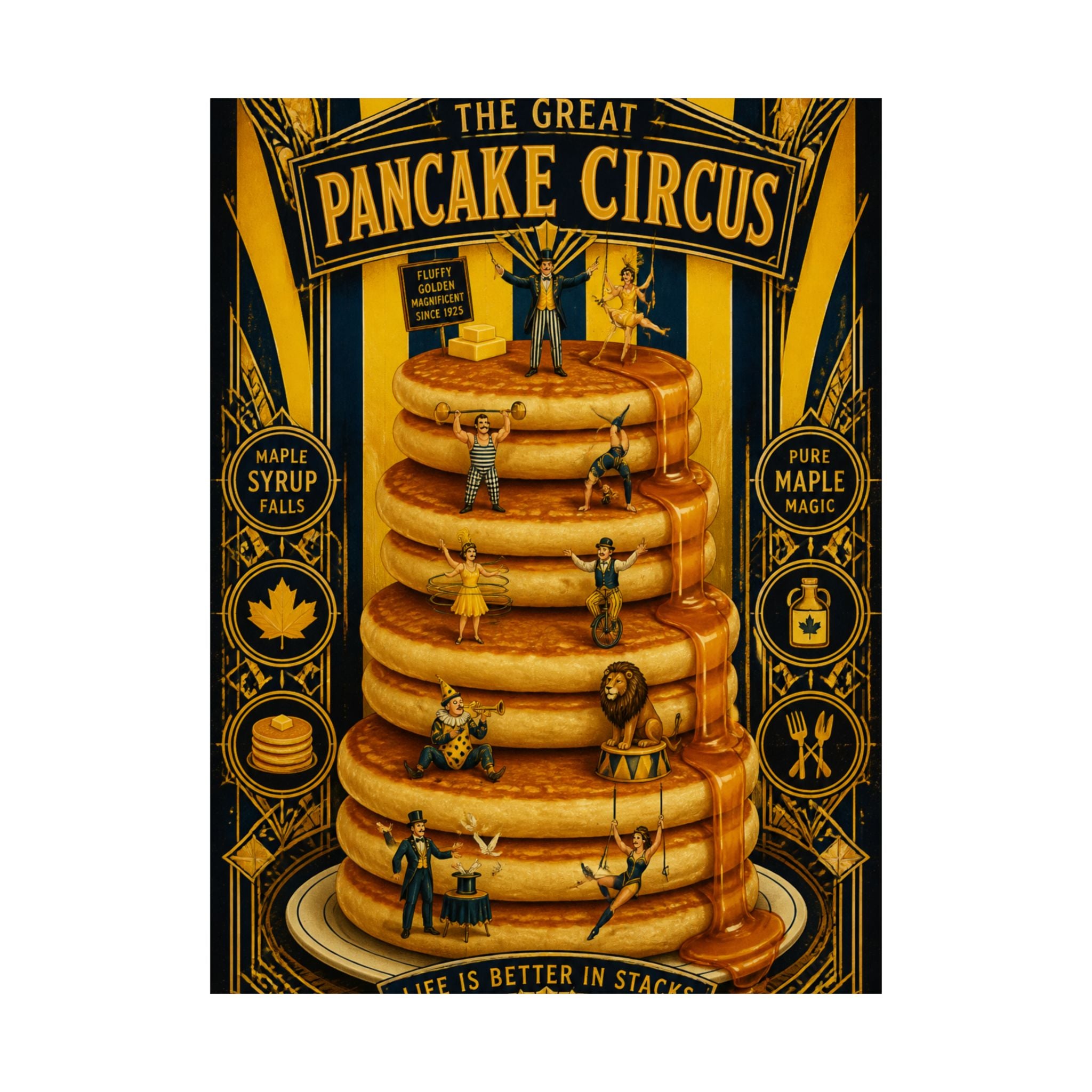 Pancake Stack Platform Wall Art Poster 24×36 Art Deco Bar Area Decor Maximalist Print