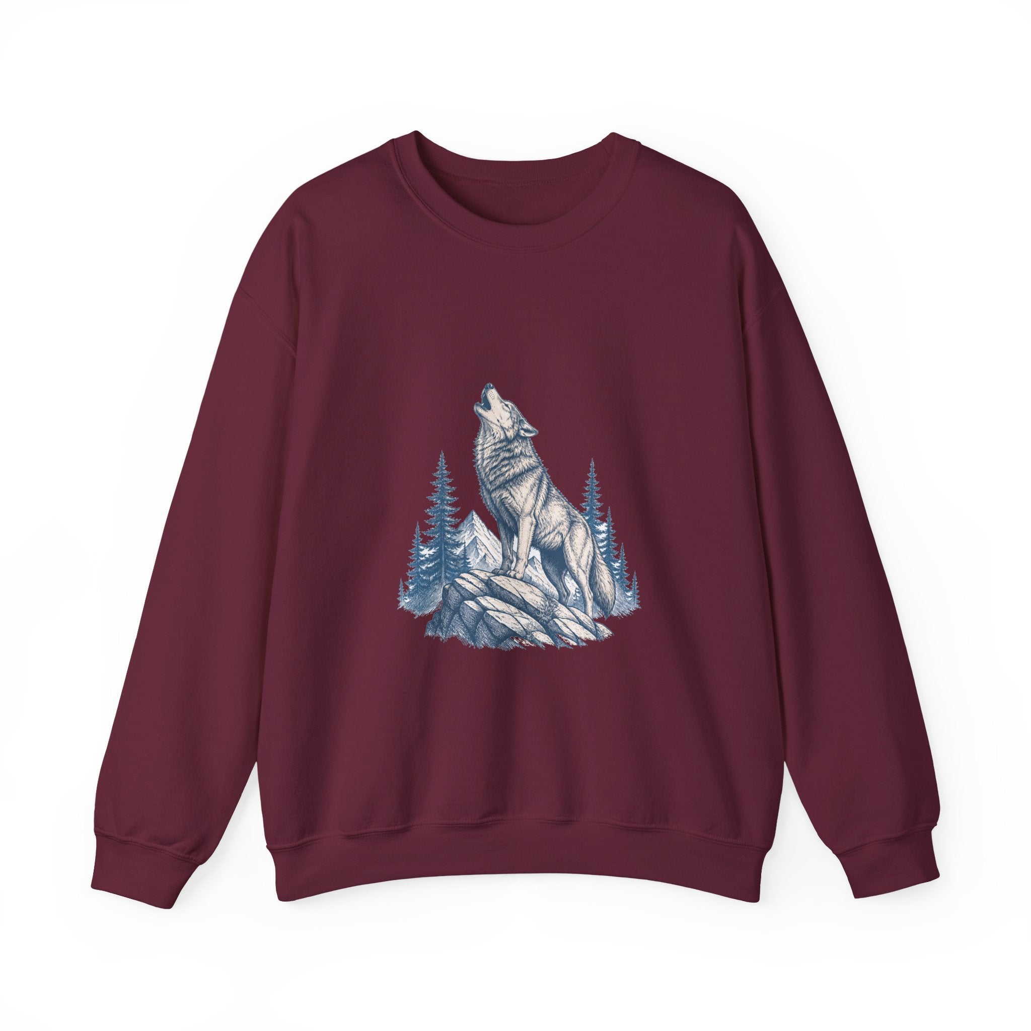 Matching Couple Sweatshirt - Wolf & Dove Matching Couple Premium Fleece Sweatshirt Hand-Drawn Art His Hers Anniversary Gift - Design A
