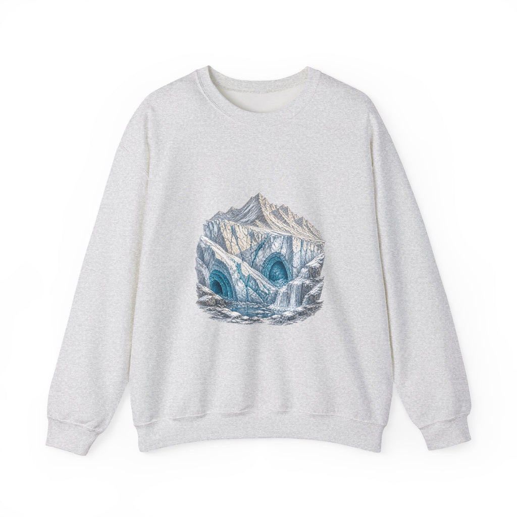 Matching Couple Sweatshirt - Volcano & Glacier Matching Couple Comfort Colors Crew Hand-Drawn Art His Hers Anniversary Gift - Design B