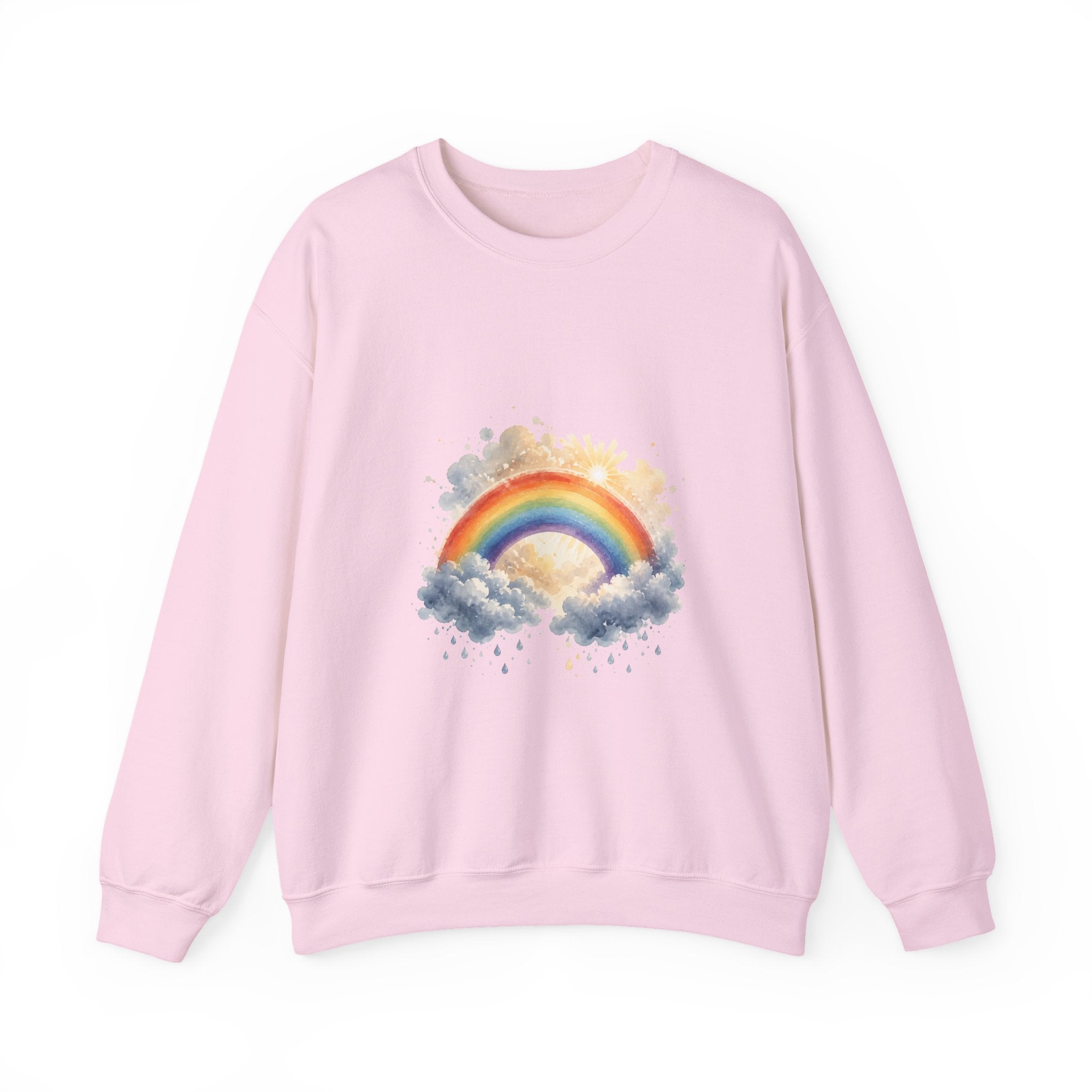 Matching Couple Sweatshirt - Storm & Rainbow Matching Couple Crewneck Sweatshirt Watercolor Art His Hers Engagement Gift - Design B