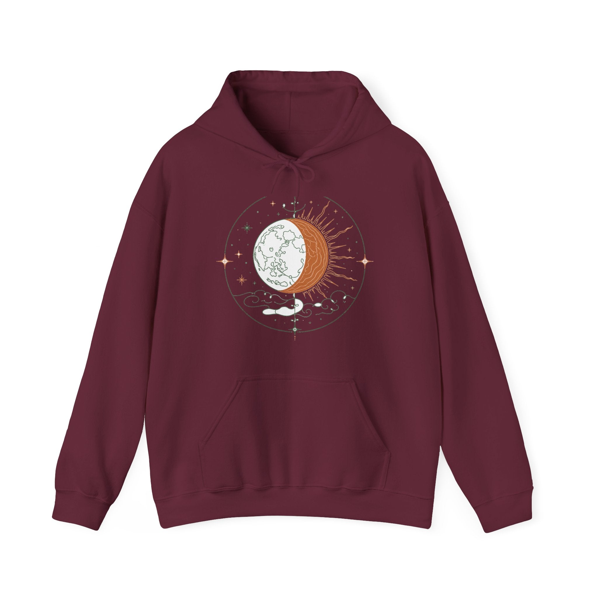 Matching Couple Sweatshirt - Solar & Lunar Eclipse Matching Couple Hooded Sweatshirt Minimalist Art His Hers Valentine Gift - Design B