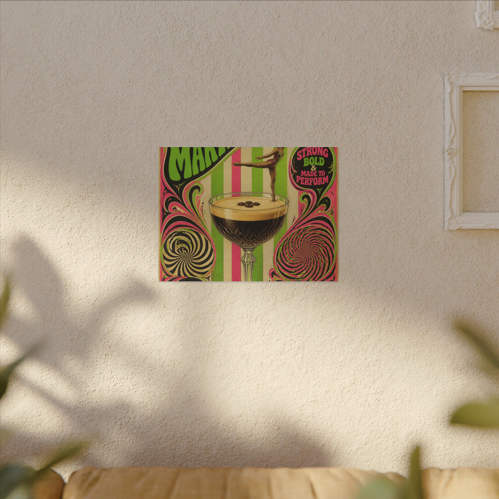 Espresso Martini Acrobat Wall Art Canvas 24×36 Psychedelic Dining Room Decor Maximalist Print