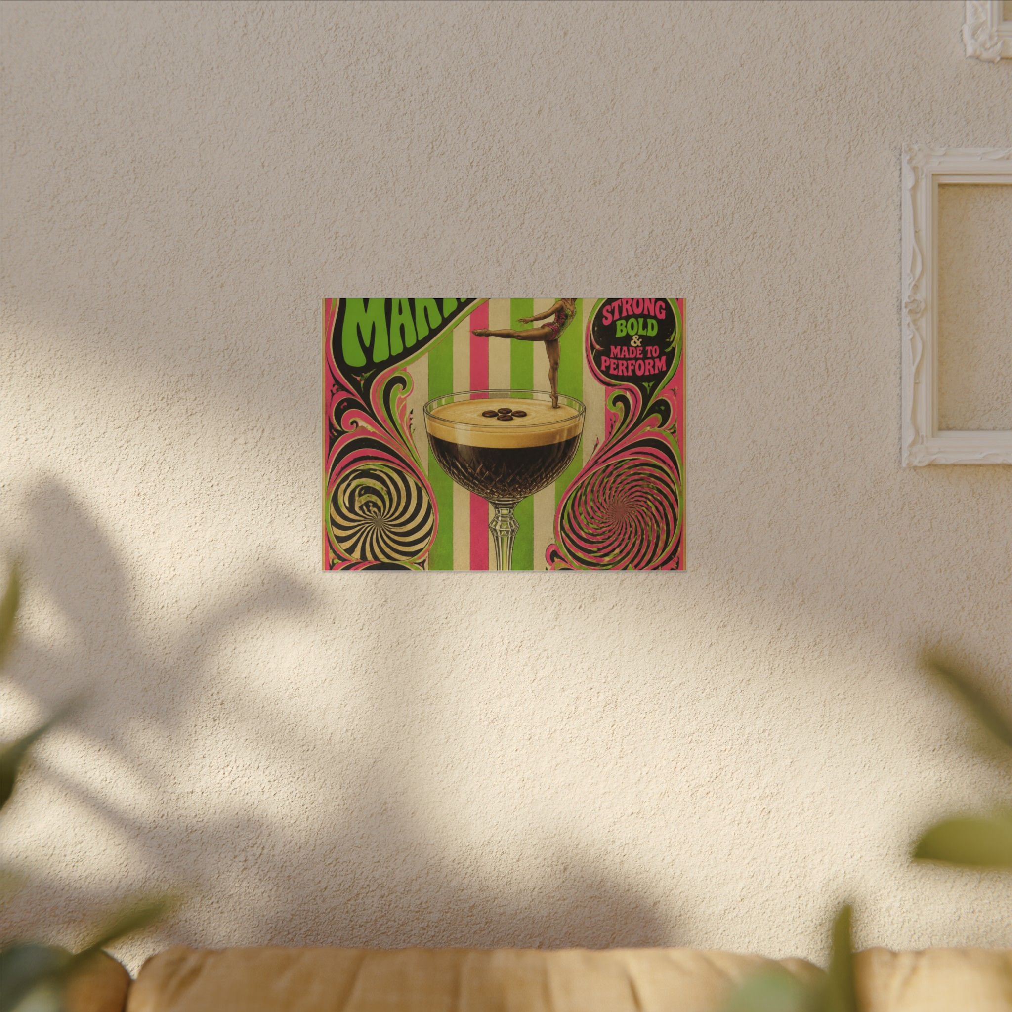 Espresso Martini Acrobat Wall Art Canvas 24×36 Psychedelic Dining Room Decor Maximalist Print