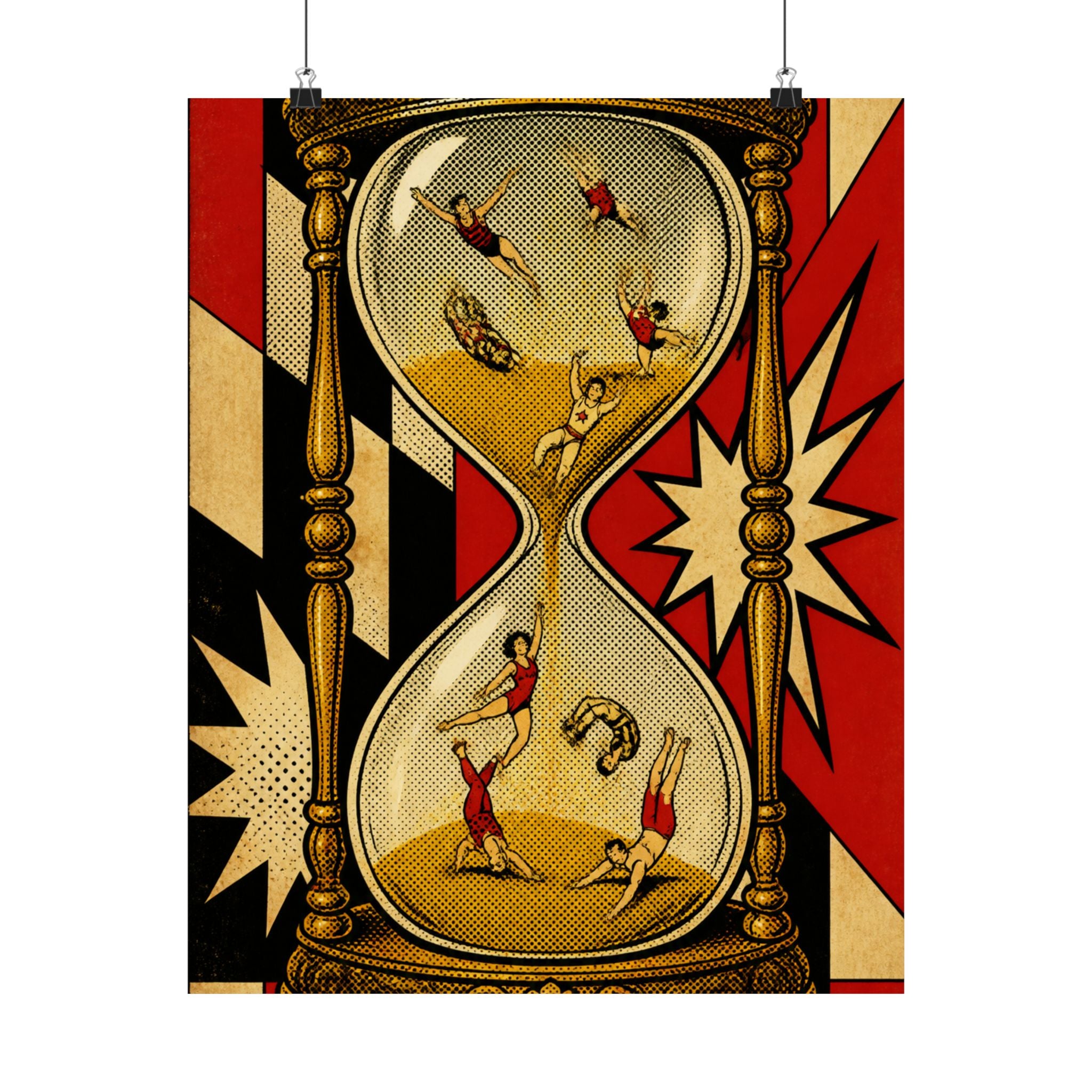 Hourglass Acrobats Wall Art Poster 18×24 Pop Art Living Room Decor Maximalist Print