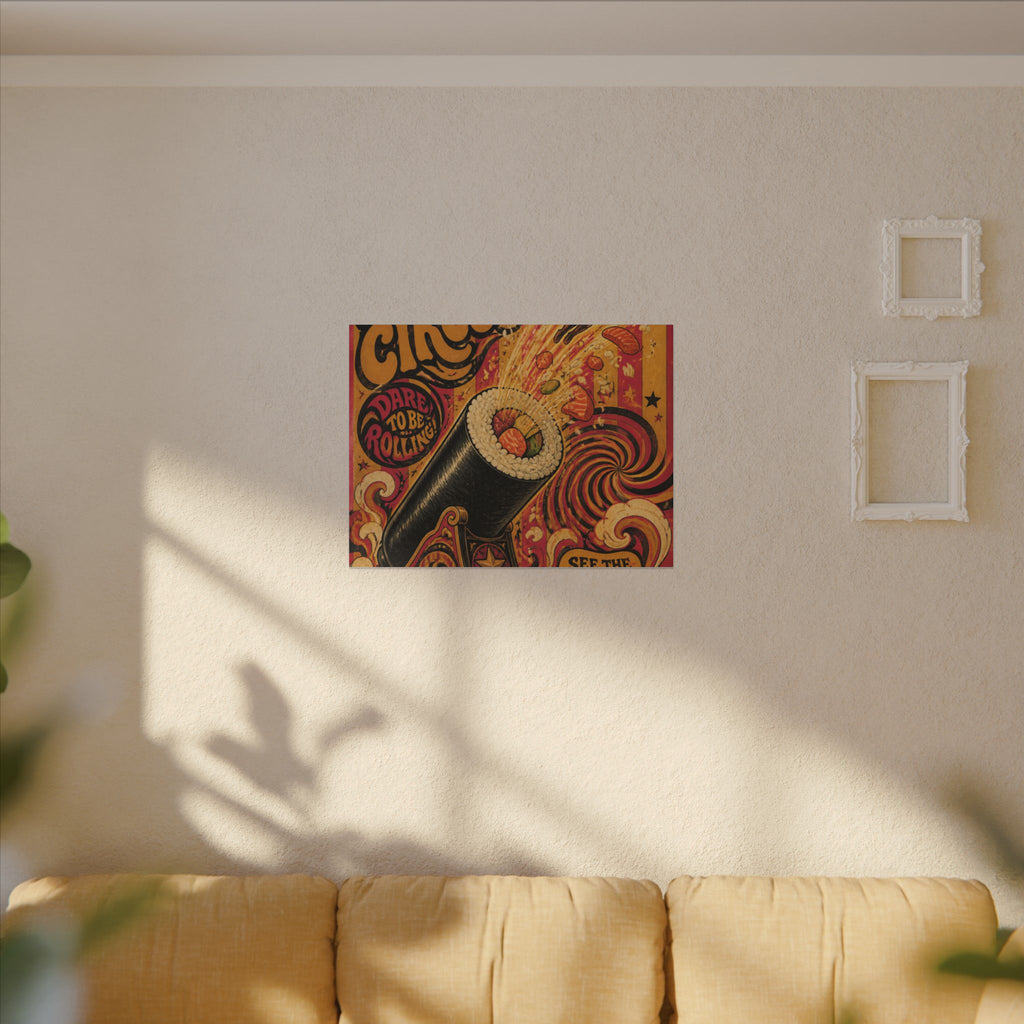 Sushi Roll Cannon Wall Art Canvas 24×36 Psychedelic Dining Room Decor Maximalist Print