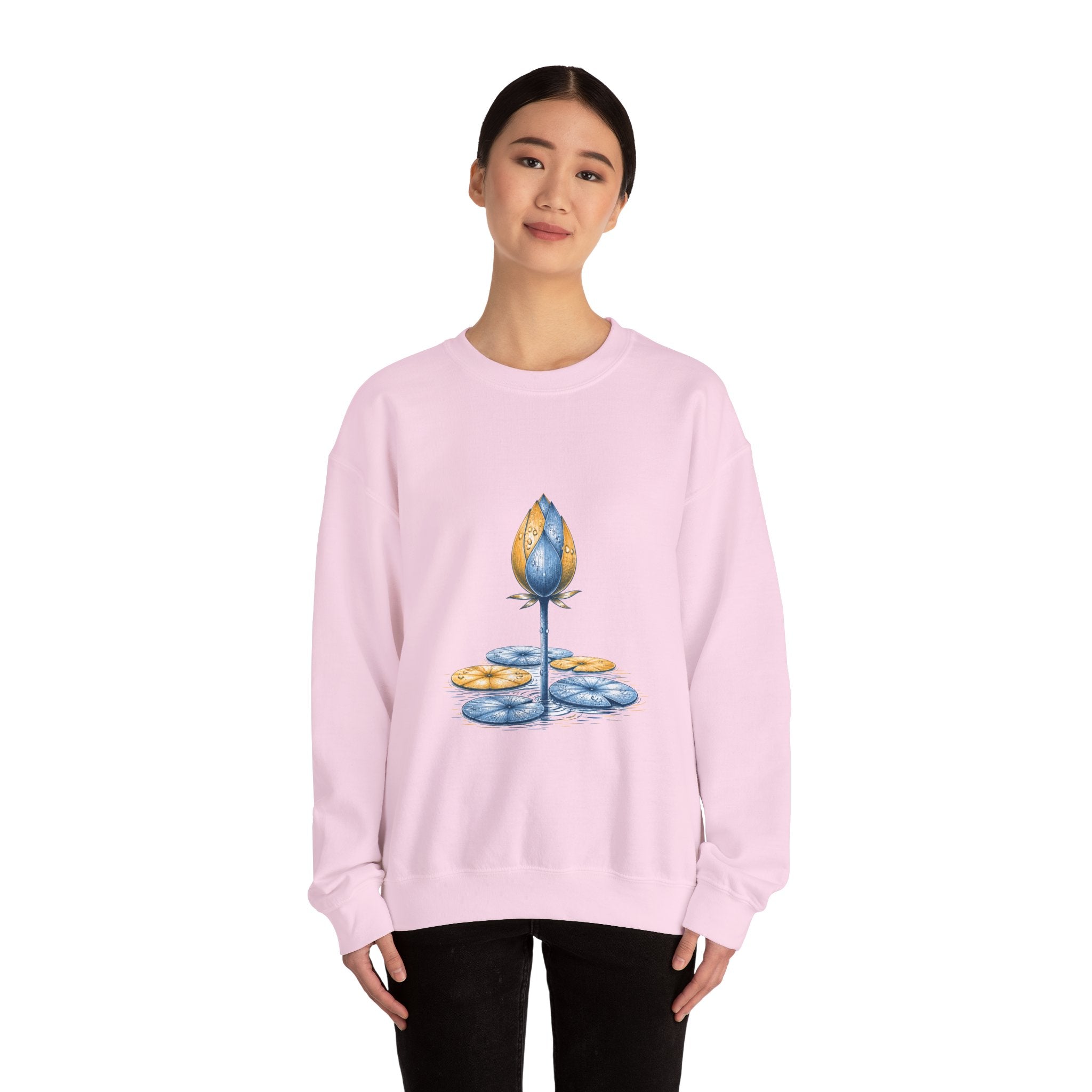 Matching Couple Sweatshirt - Open & Closed Lotus Matching Couple Comfort Colors Crew Hand-Drawn Art His Hers Anniversary Gift - Design B