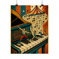 Grand Piano Acrobats Wall Art Poster 24×36 Pop Art Restaurant Decor Maximalist Print