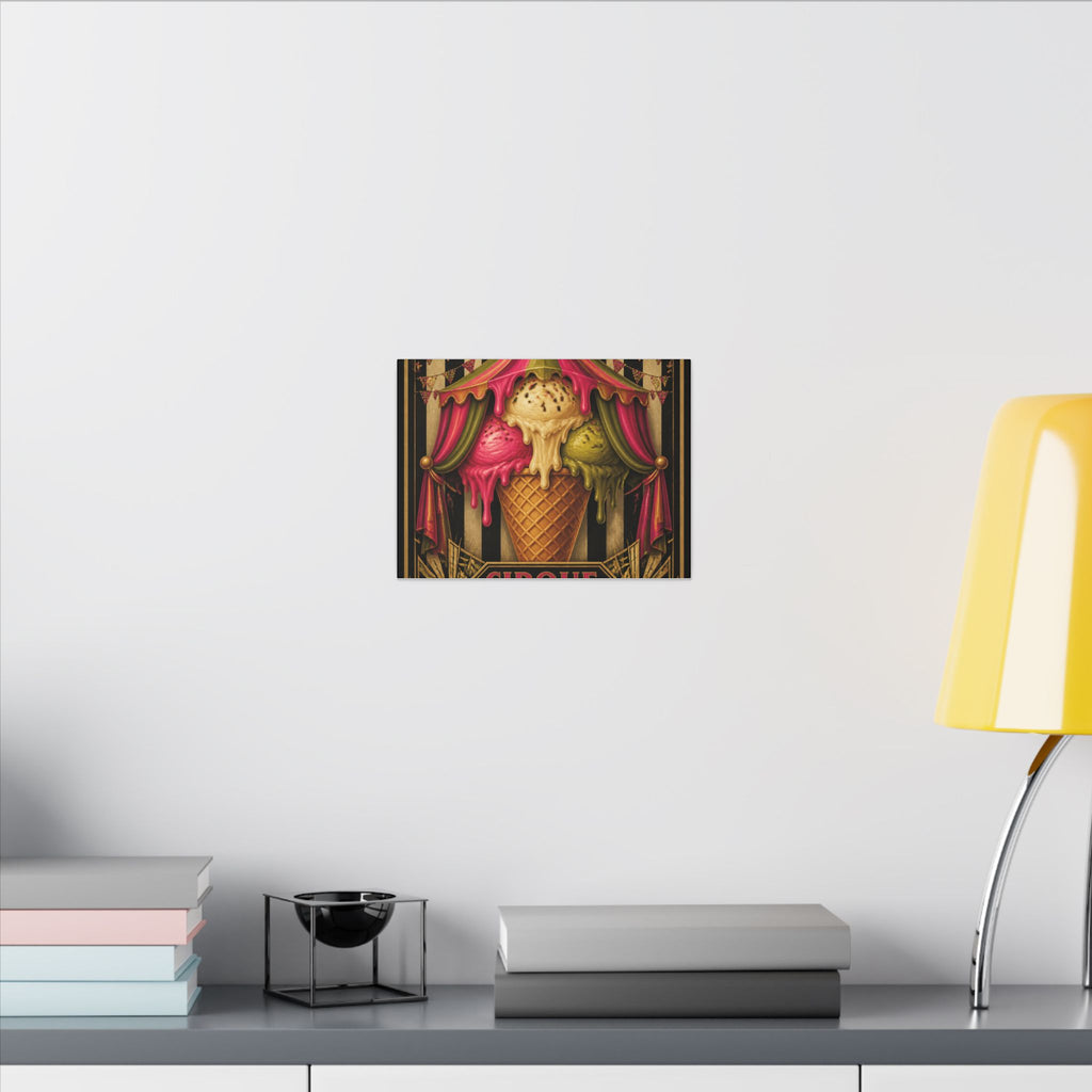 Ice Cream Cone Circus Tent Wall Art Canvas 24×36 Art Deco Bar Area Decor Maximalist Print