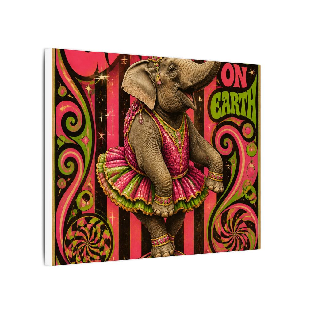 Elephant on Ball Wall Art Canvas 24×36 Psychedelic Dining Room Decor Maximalist Print
