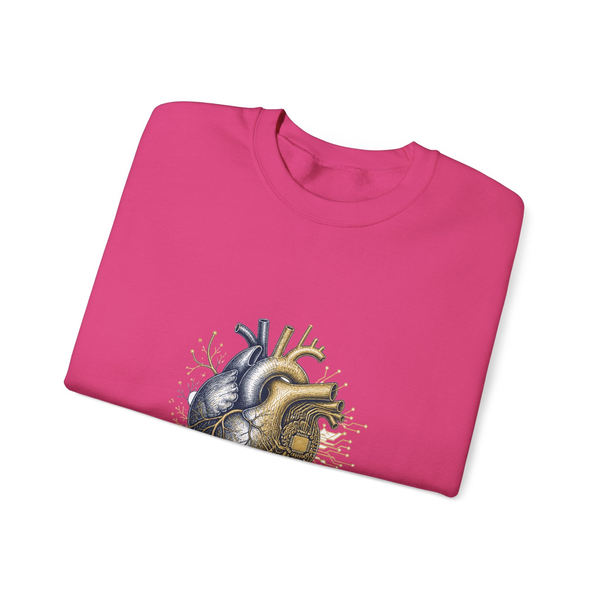 Matching Couple Sweatshirt - Robot & Heart Matching Couple Comfort Colors Crew Hand-Drawn Art His Hers Anniversary Gift - Design B