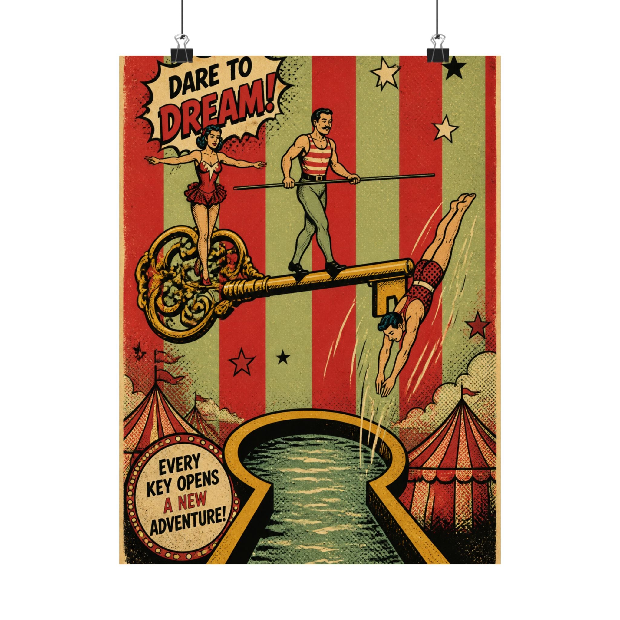 Giant Key Performance Wall Art Poster 18×24 Pop Art Living Room Decor Maximalist Print