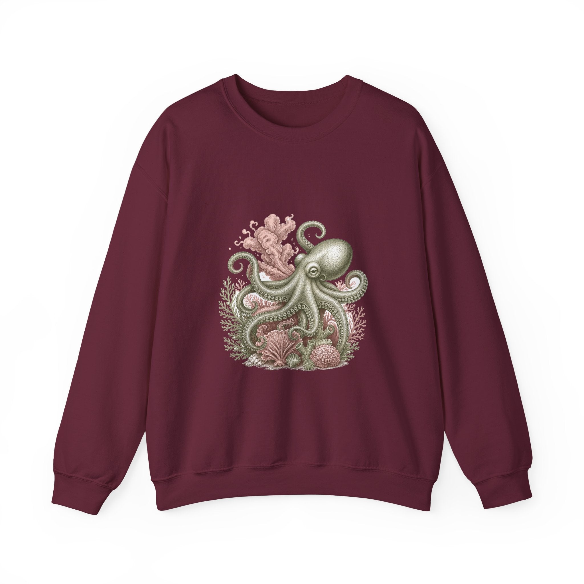 Matching Couple Sweatshirt - Octopus & Jellyfish Matching Couple Premium Fleece Sweatshirt Vintage Art His Hers Honeymoon Gift - Design A