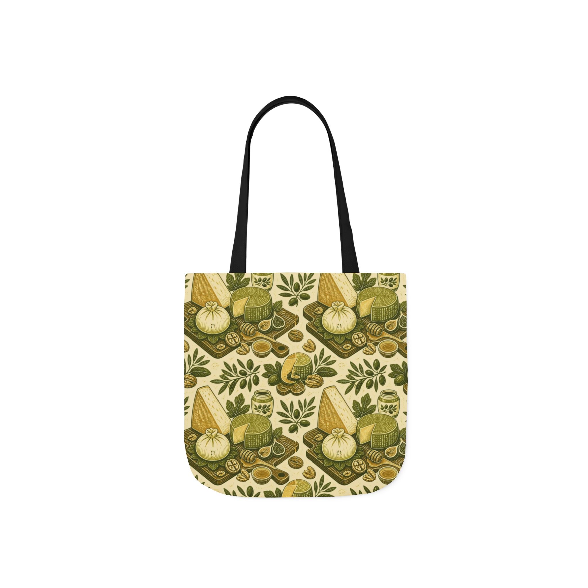 Italian Cheese Board Canvas Tote Bag Mediterranean Kitchen Linocut Design Italian Cottagecore Gift