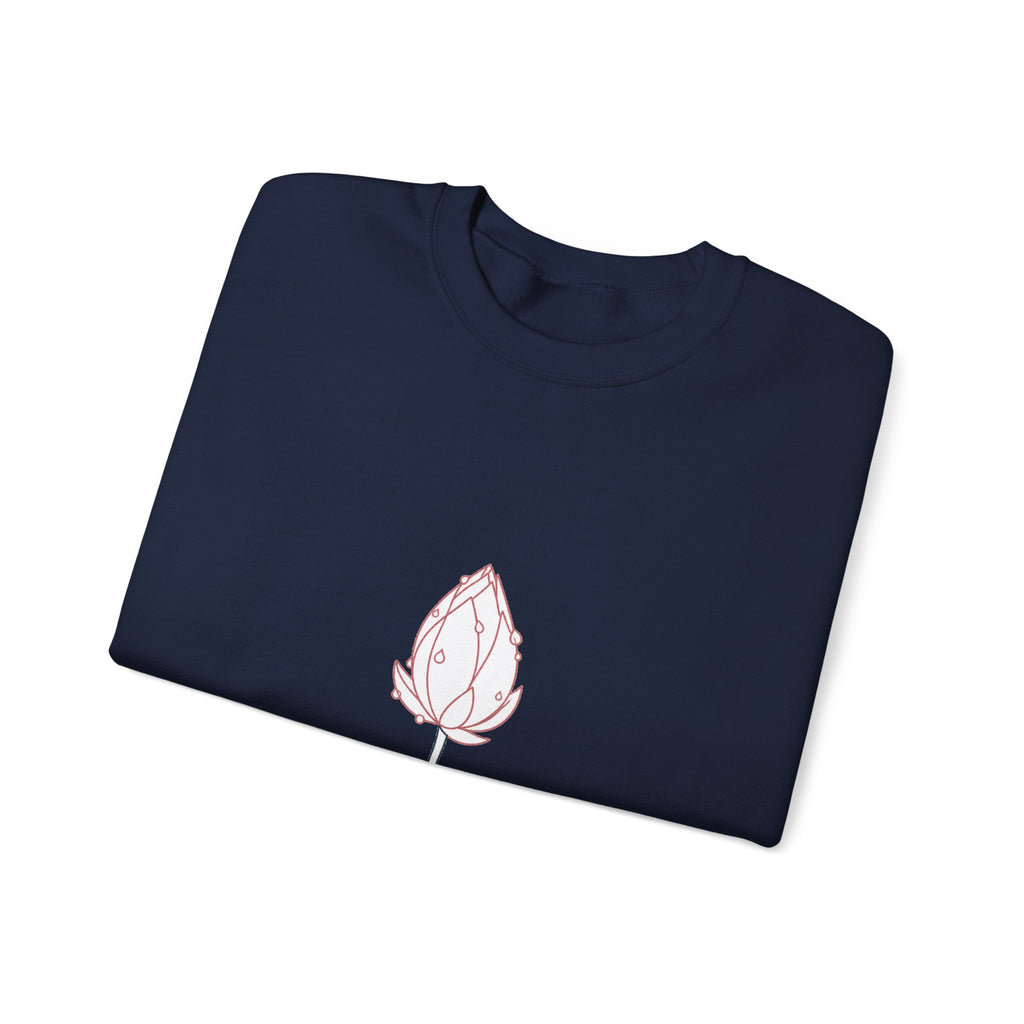 Matching Couple Sweatshirt - Open & Closed Lotus Matching Couple Crewneck Sweatshirt Minimalist Art His Hers Valentine Gift - Design B