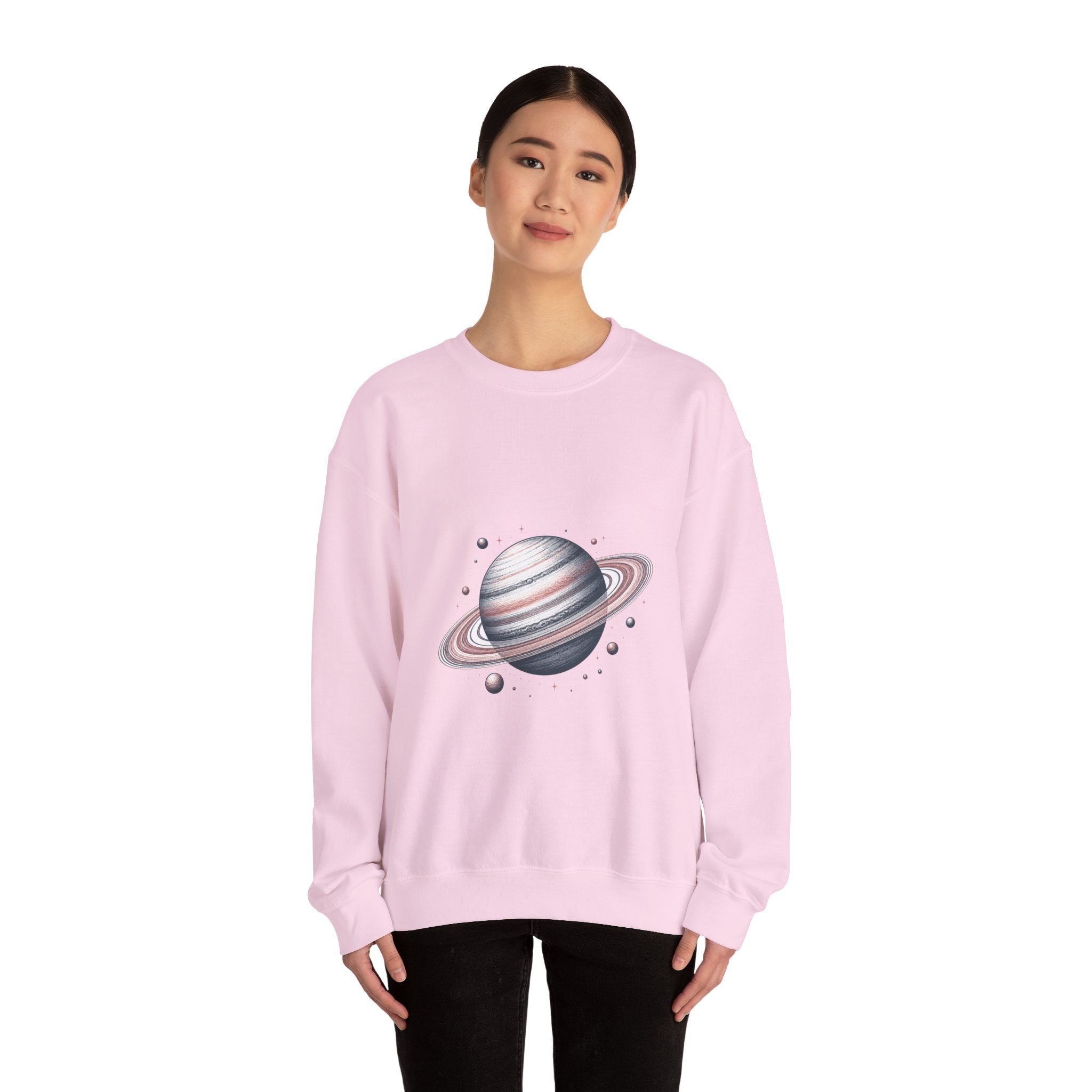 Matching Couple Sweatshirt - Saturn & Jupiter Matching Couple Crewneck Sweatshirt Hand-Drawn Art His Hers Best Friend Gift - Design A