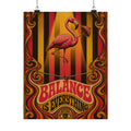 Flamingo Tightrope Wall Art Poster 24×36 Psychedelic Dining Room Decor Maximalist Print