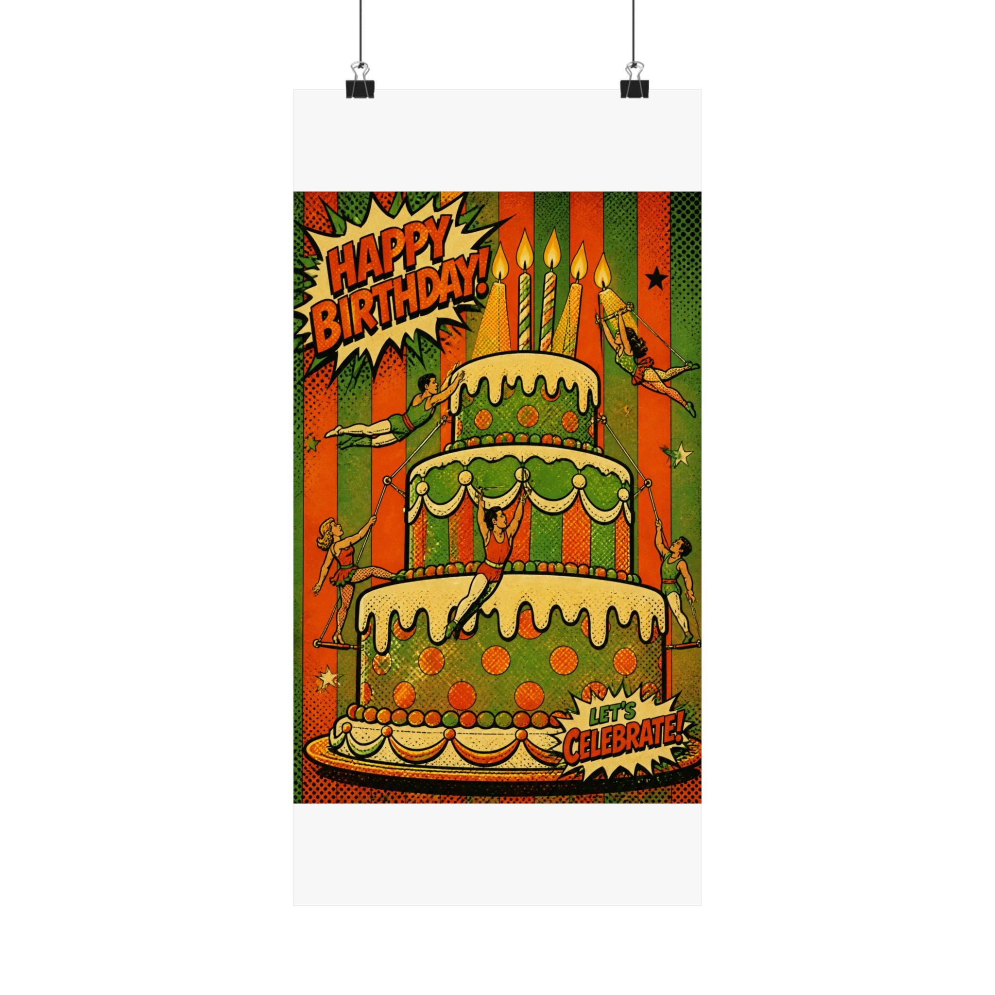 Birthday Cake Trapeze Wall Art Poster 24×36 Pop Art Restaurant Decor Maximalist Print