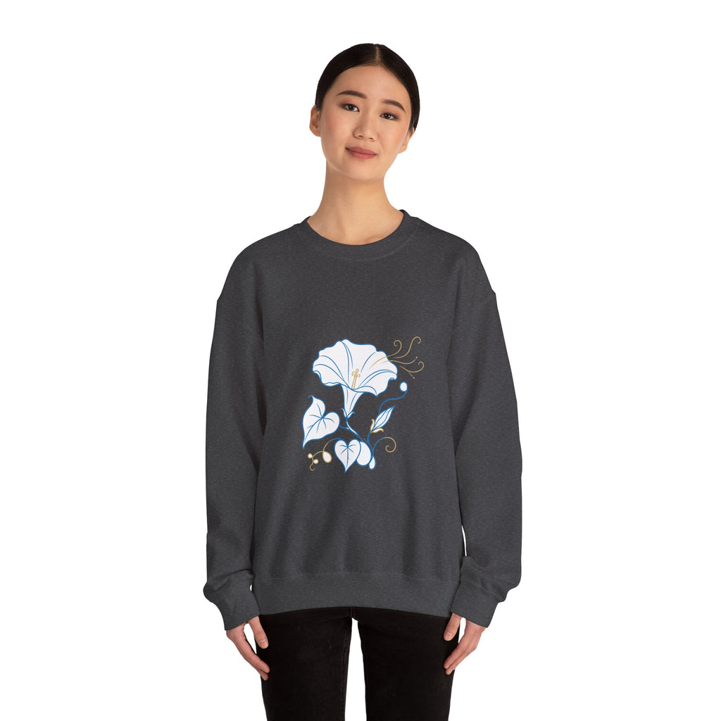 Matching Couple Sweatshirt - Sunflower & Moonflower Matching Couple Crewneck Sweatshirt Minimalist Art His Hers Valentine Gift - Design B