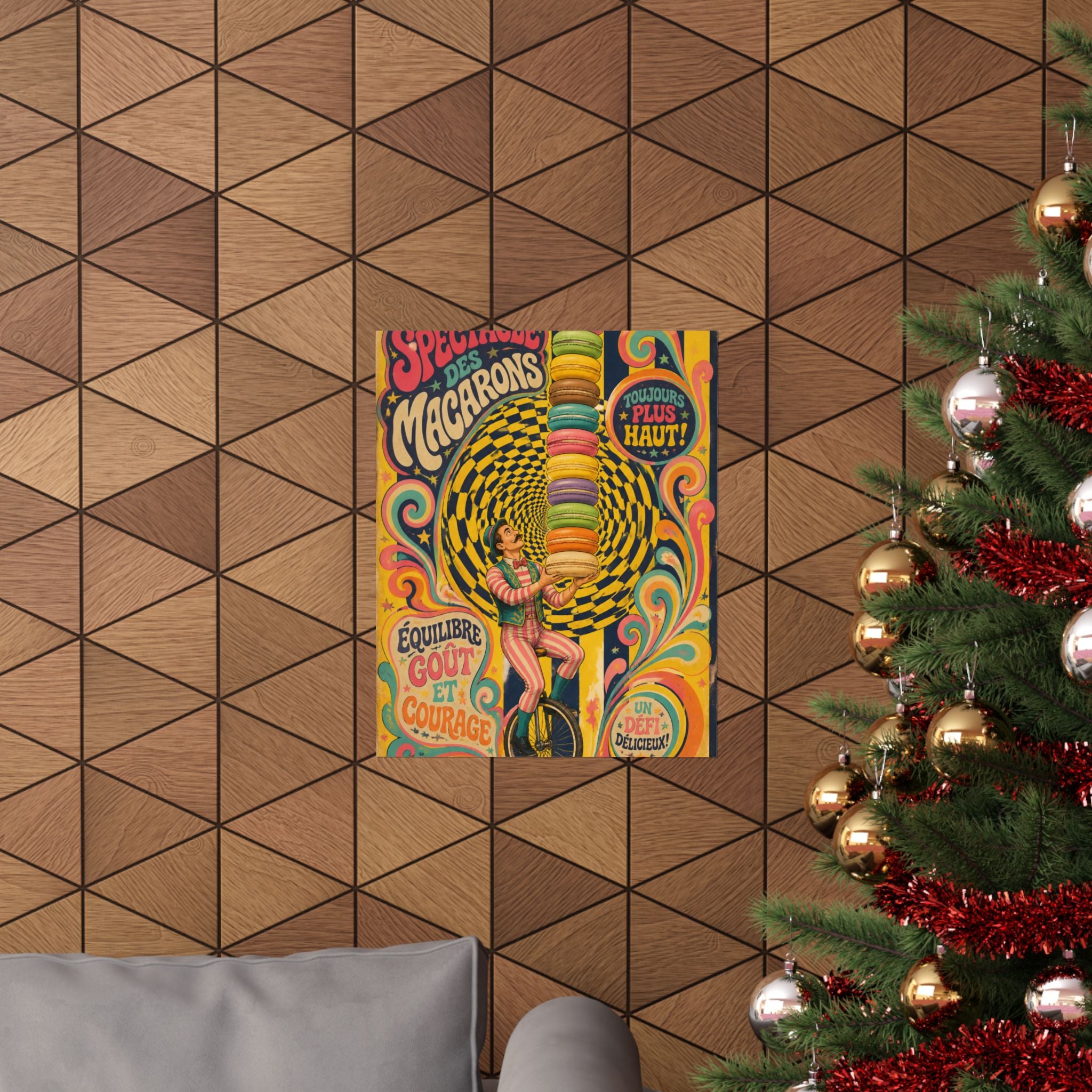 Macaron Balancing Tower Wall Art Poster 24×36 Psychedelic Dining Room Decor Maximalist Print
