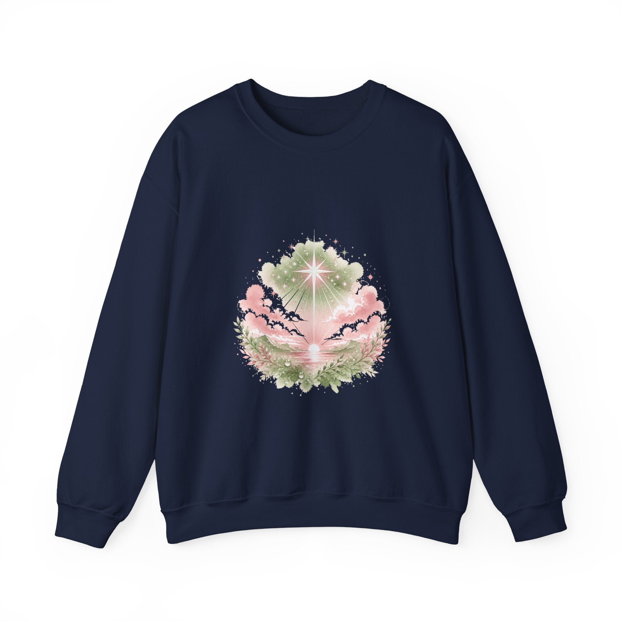 Matching Couple Sweatshirt - Evening & Morning Star Matching Couple Comfort Colors Crew Watercolor Art His Hers Birthday Gift - Design B