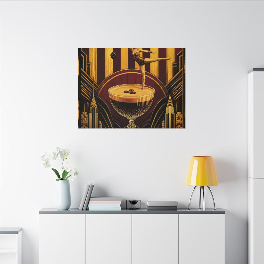 Espresso Martini Acrobat Wall Art Canvas 16×20 Art Deco Entryway Decor Maximalist Print