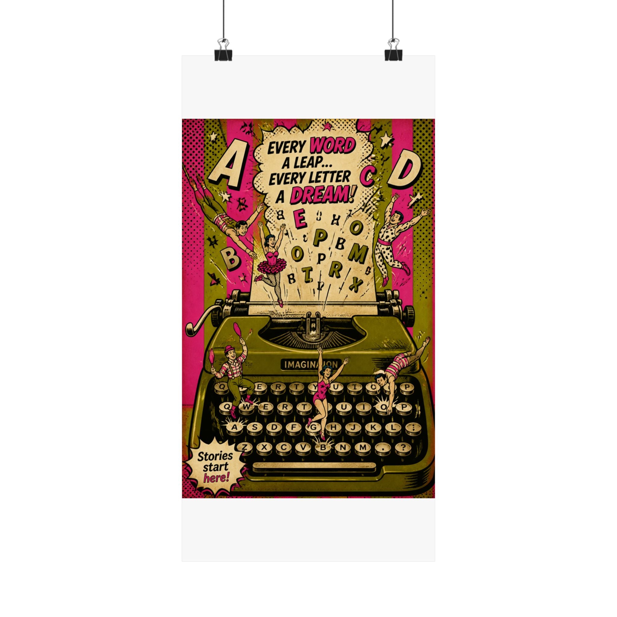 Typewriter Flying Letters Wall Art Poster 18×24 Pop Art Living Room Decor Maximalist Print