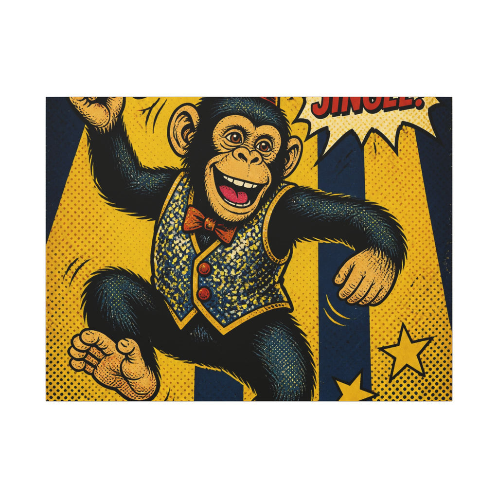 Dancing Monkey Wall Art Canvas 24×36 Pop Art Restaurant Decor Maximalist Print