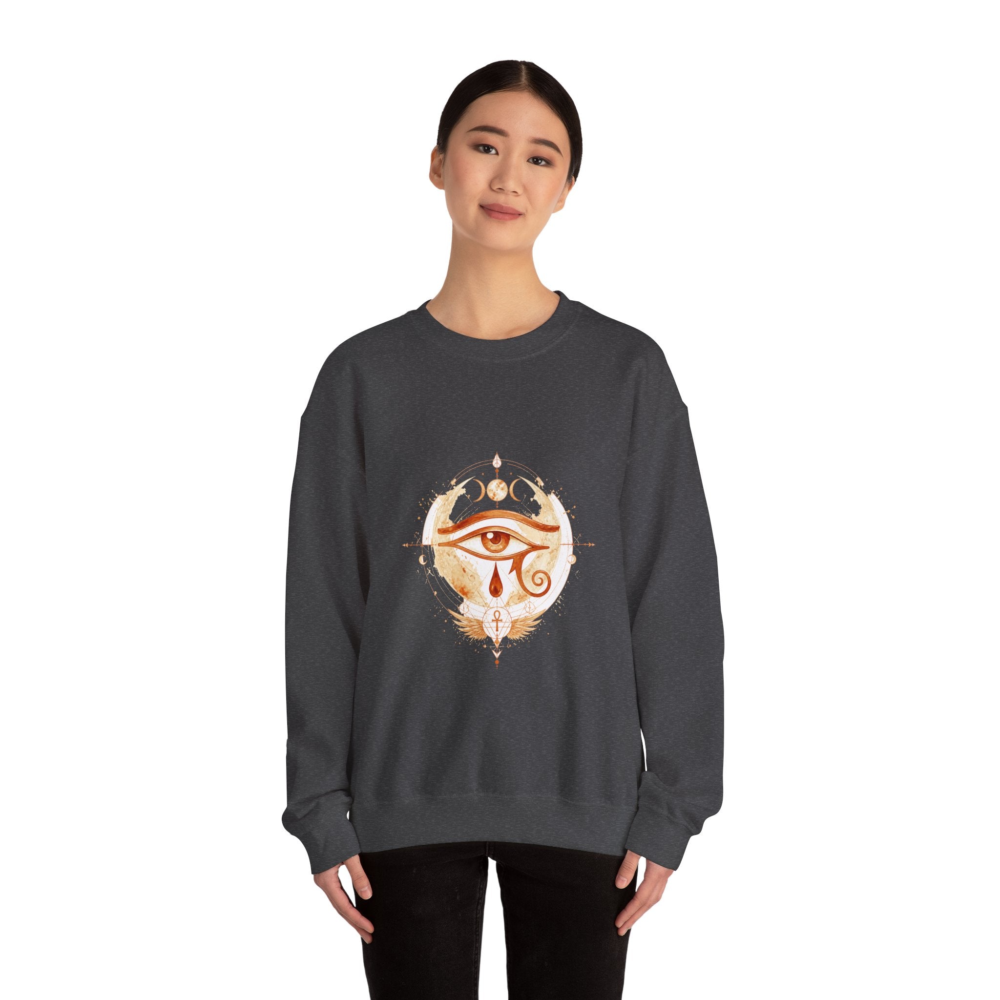 Matching Couple Sweatshirt - Eye of Ra & Horus Matching Couple Premium Fleece Sweatshirt Watercolor Art His Hers Birthday Gift - Design B