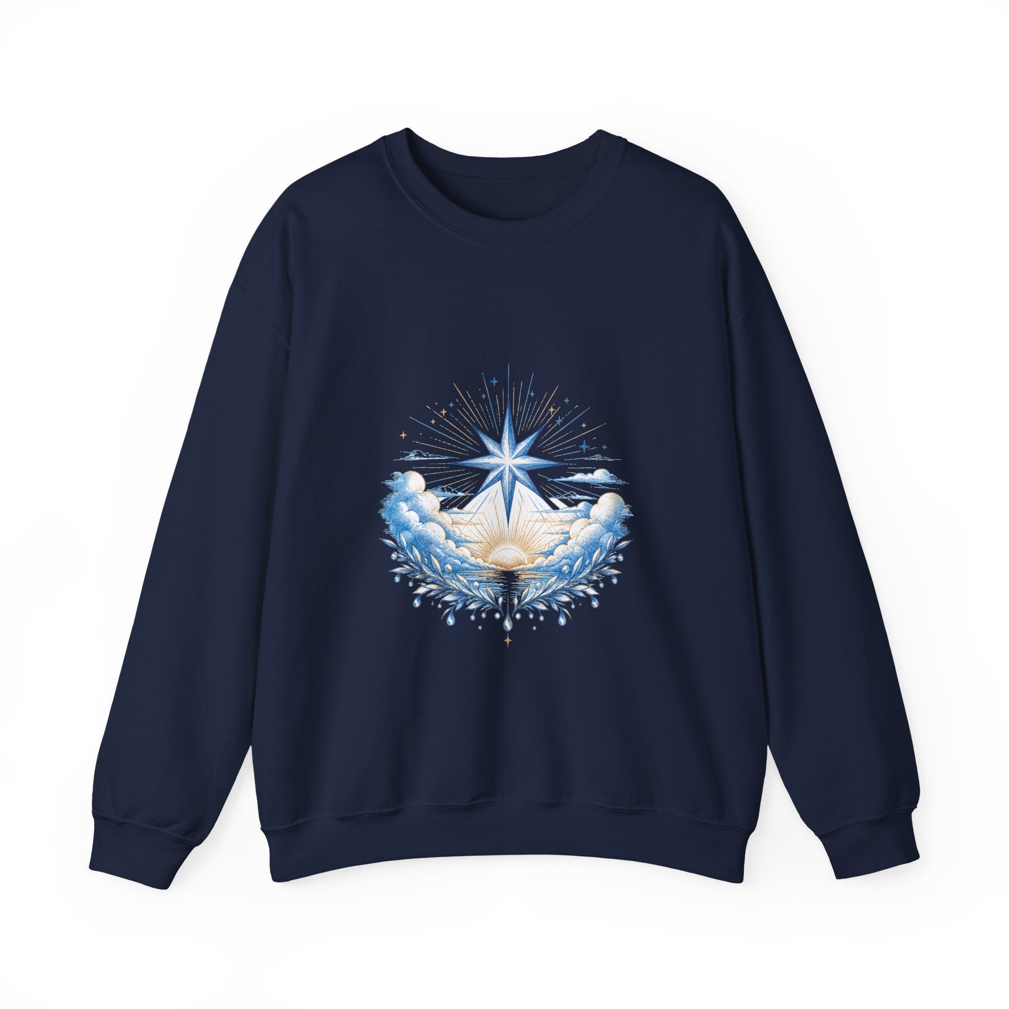 Matching Couple Sweatshirt - Evening & Morning Star Matching Couple Comfort Colors Crew Hand-Drawn Art His Hers Anniversary Gift - Design B