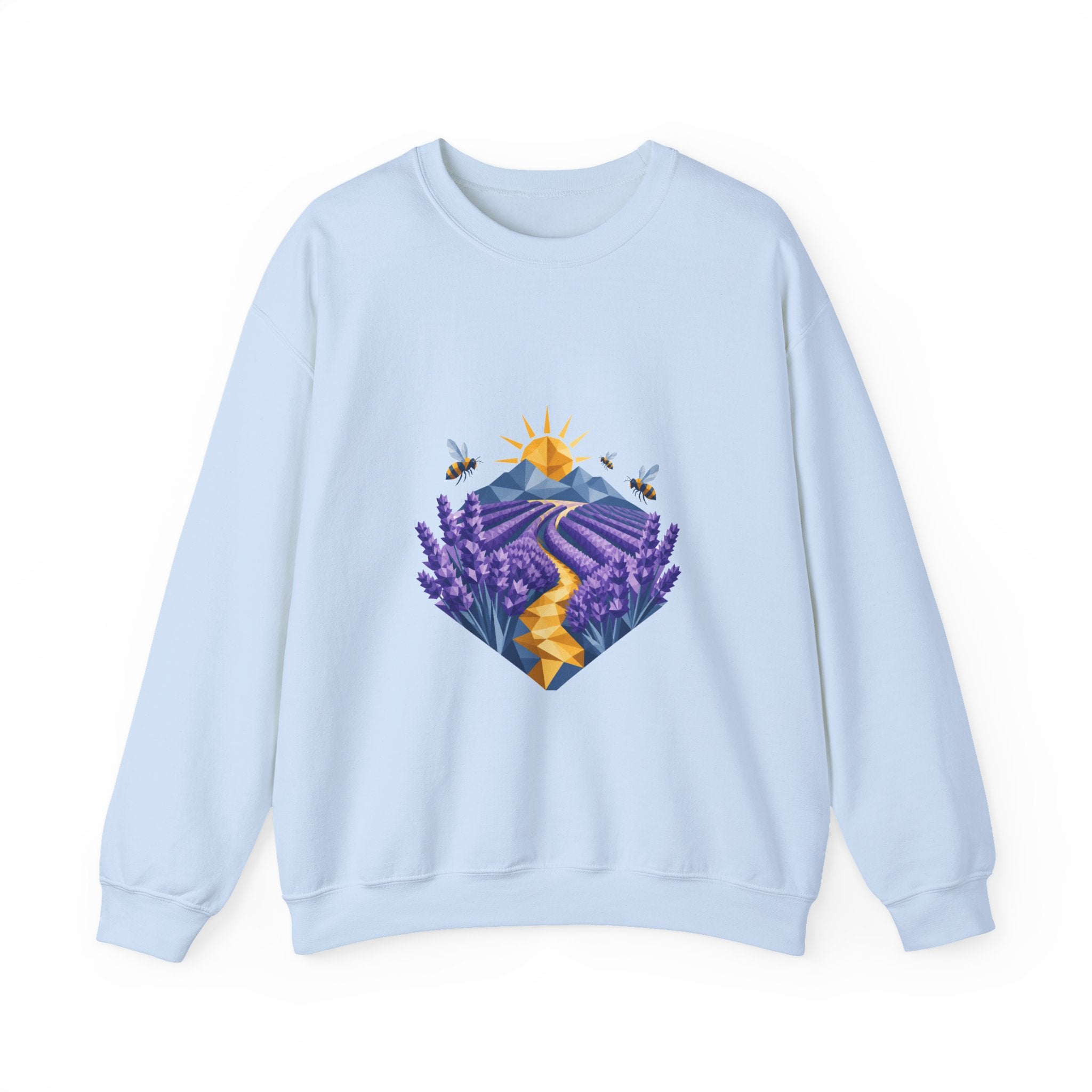Matching Couple Sweatshirt - Lavender Fields & Canyon Matching Couple Premium Fleece Sweatshirt Geometric Art His Hers Love Gift - Design A