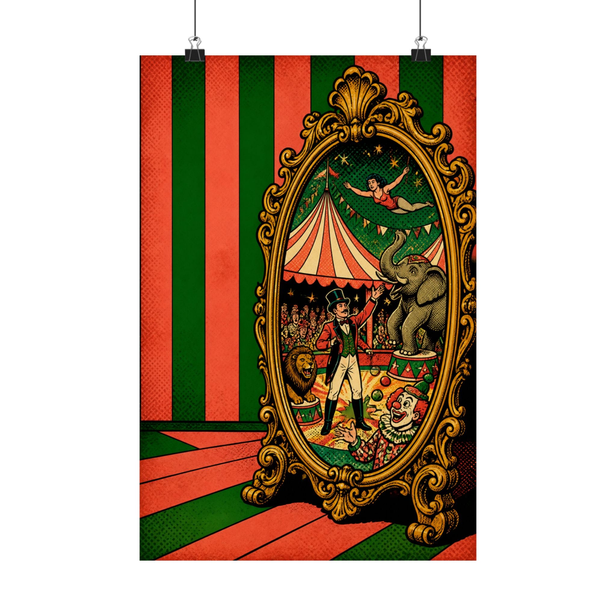 Vintage Mirror Circus Wall Art Poster 24×36 Pop Art Restaurant Decor Maximalist Print