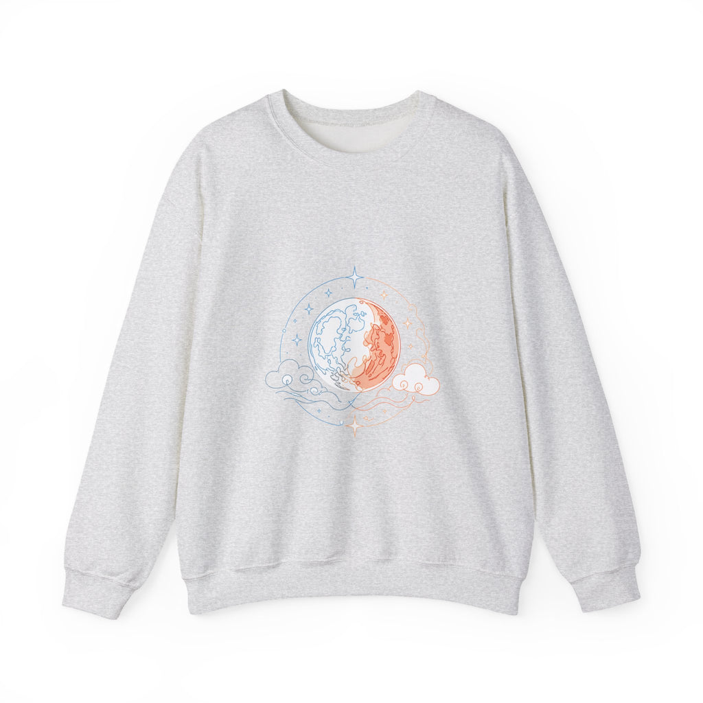 Matching Couple Sweatshirt - Solar & Lunar Eclipse Matching Couple Crewneck Sweatshirt Minimalist Art His Hers Valentine Gift - Design B