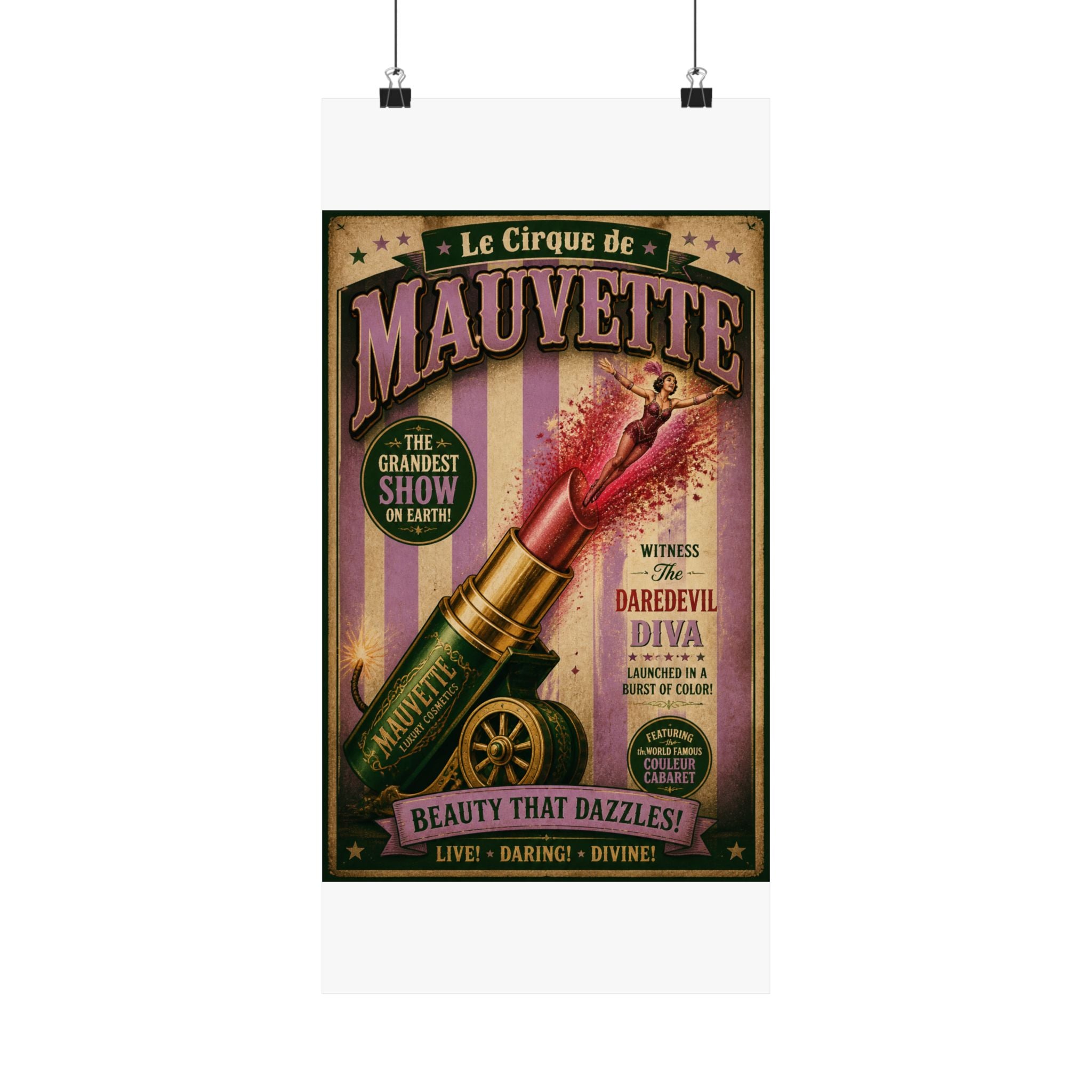 Lipstick Cannon Wall Art Poster 18×24 Vintage Circus Kitchen Decor Maximalist Print