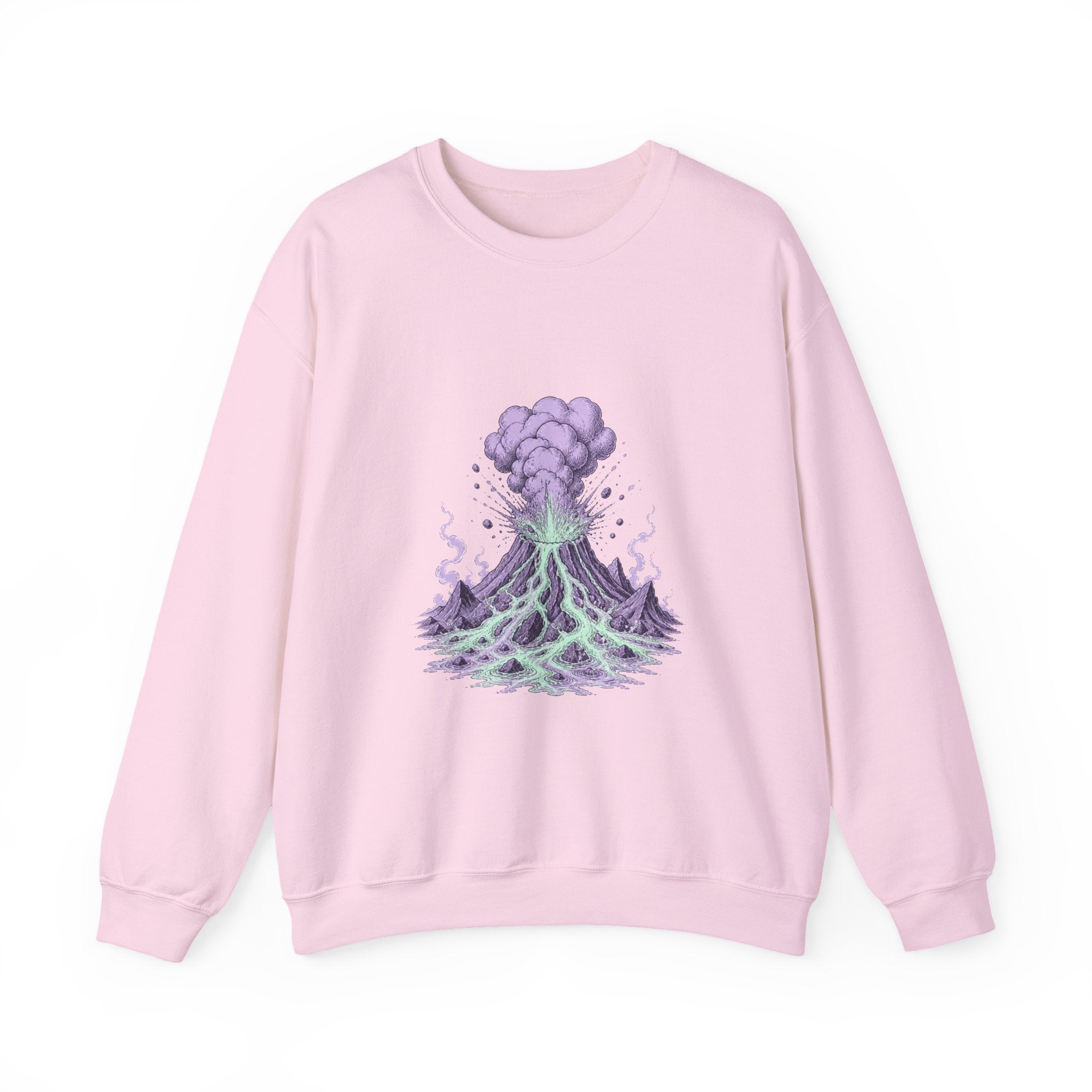 Matching Couple Sweatshirt - Volcano & Glacier Matching Couple Premium Fleece Sweatshirt Hand-Drawn Art His Hers Anniversary Gift - Design A