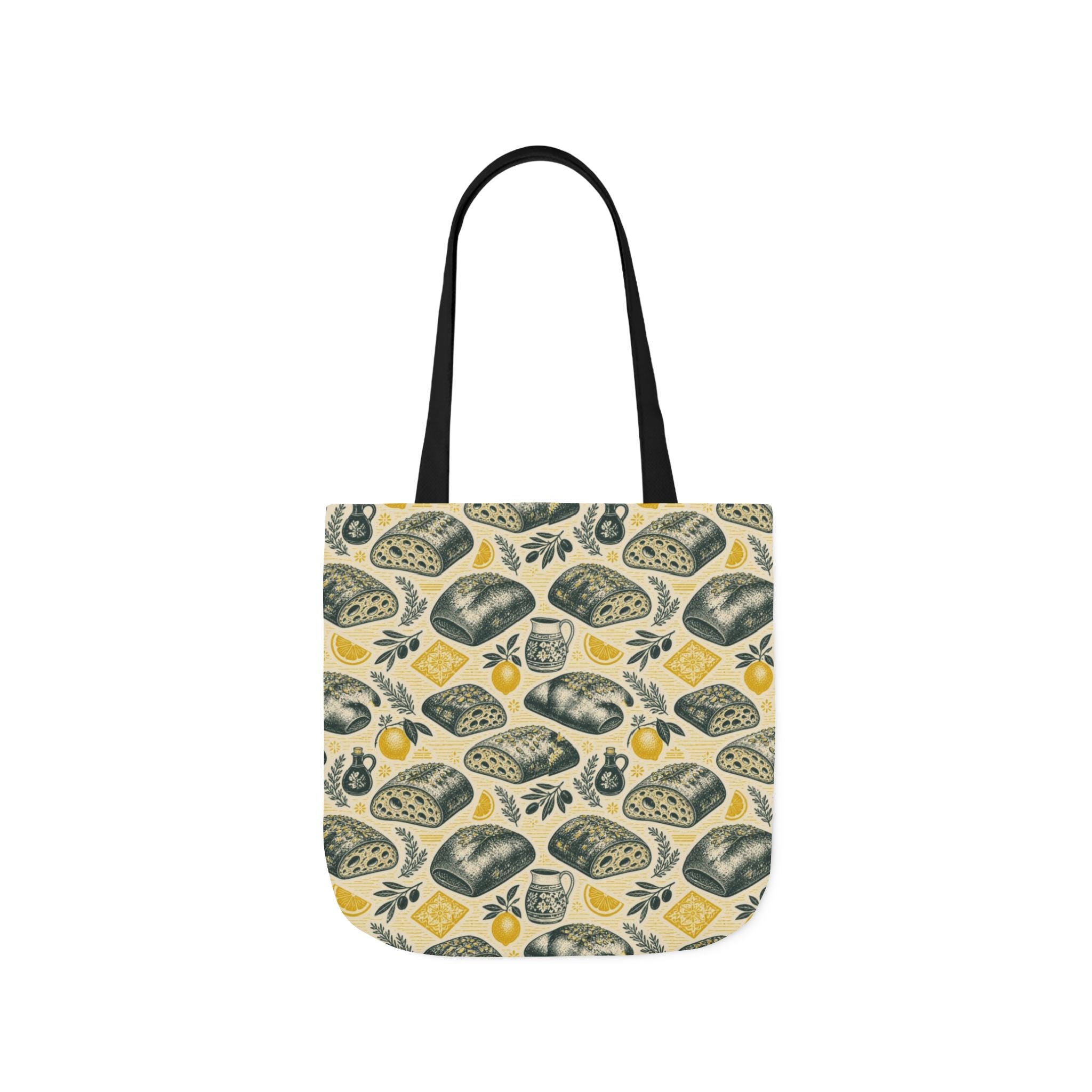 Ciabatta Rolls Canvas Tote Bag Mediterranean Kitchen Linocut Design Italian Cottagecore Gift