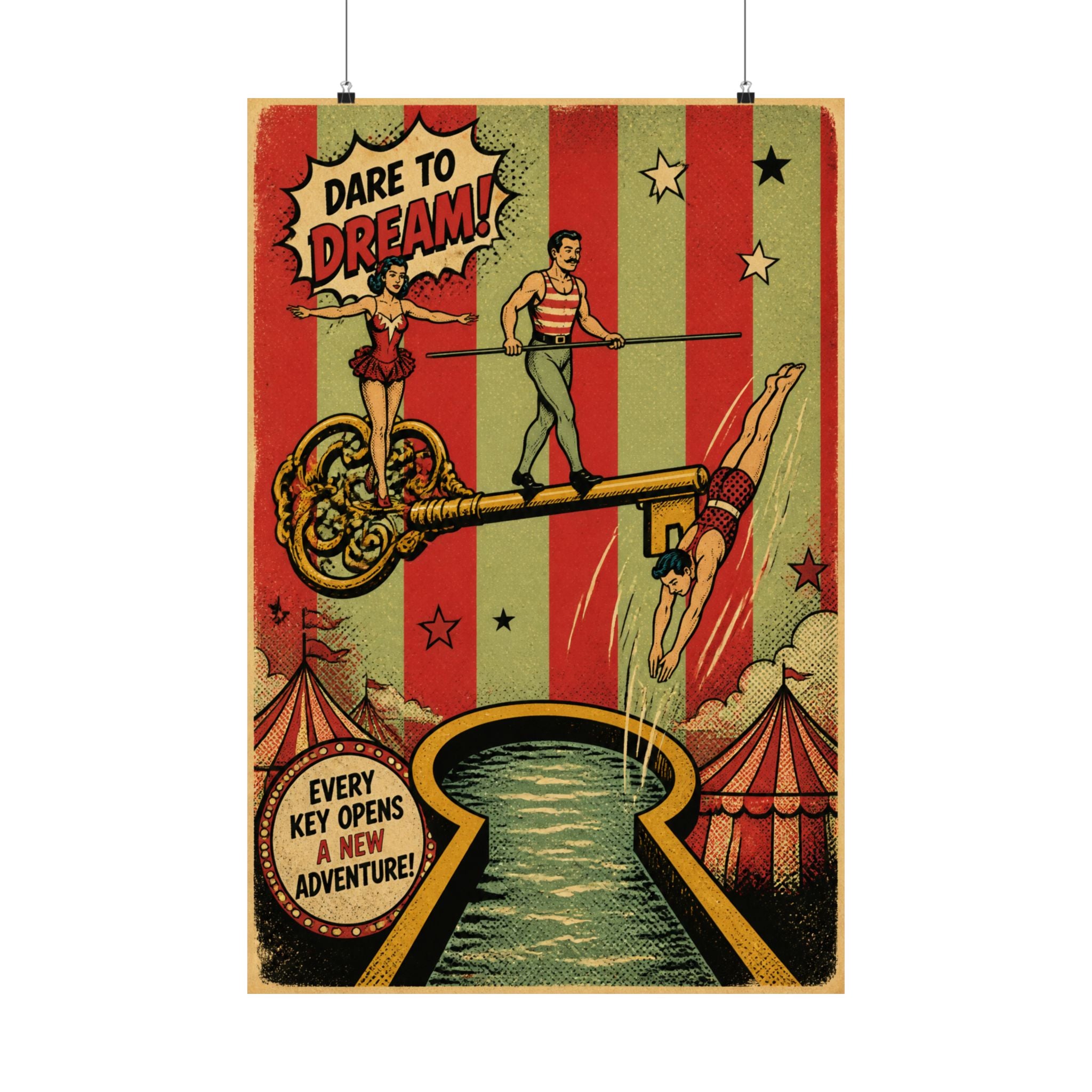 Giant Key Performance Wall Art Poster 18×24 Pop Art Living Room Decor Maximalist Print
