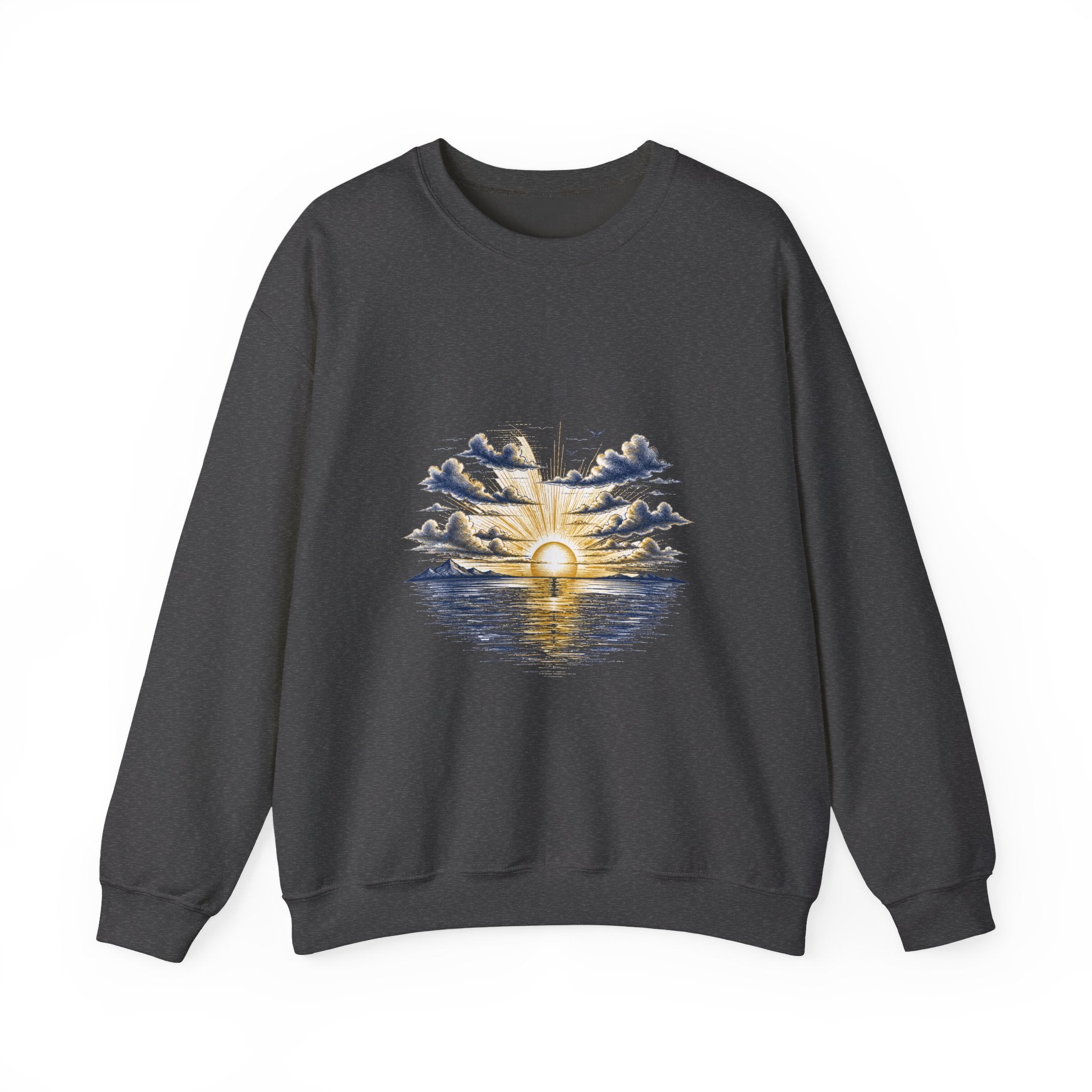 Matching Couple Sweatshirt - Sunrise & Sunset Matching Couple Premium Fleece Sweatshirt Hand-Drawn Art His Hers Anniversary Gift - Design A