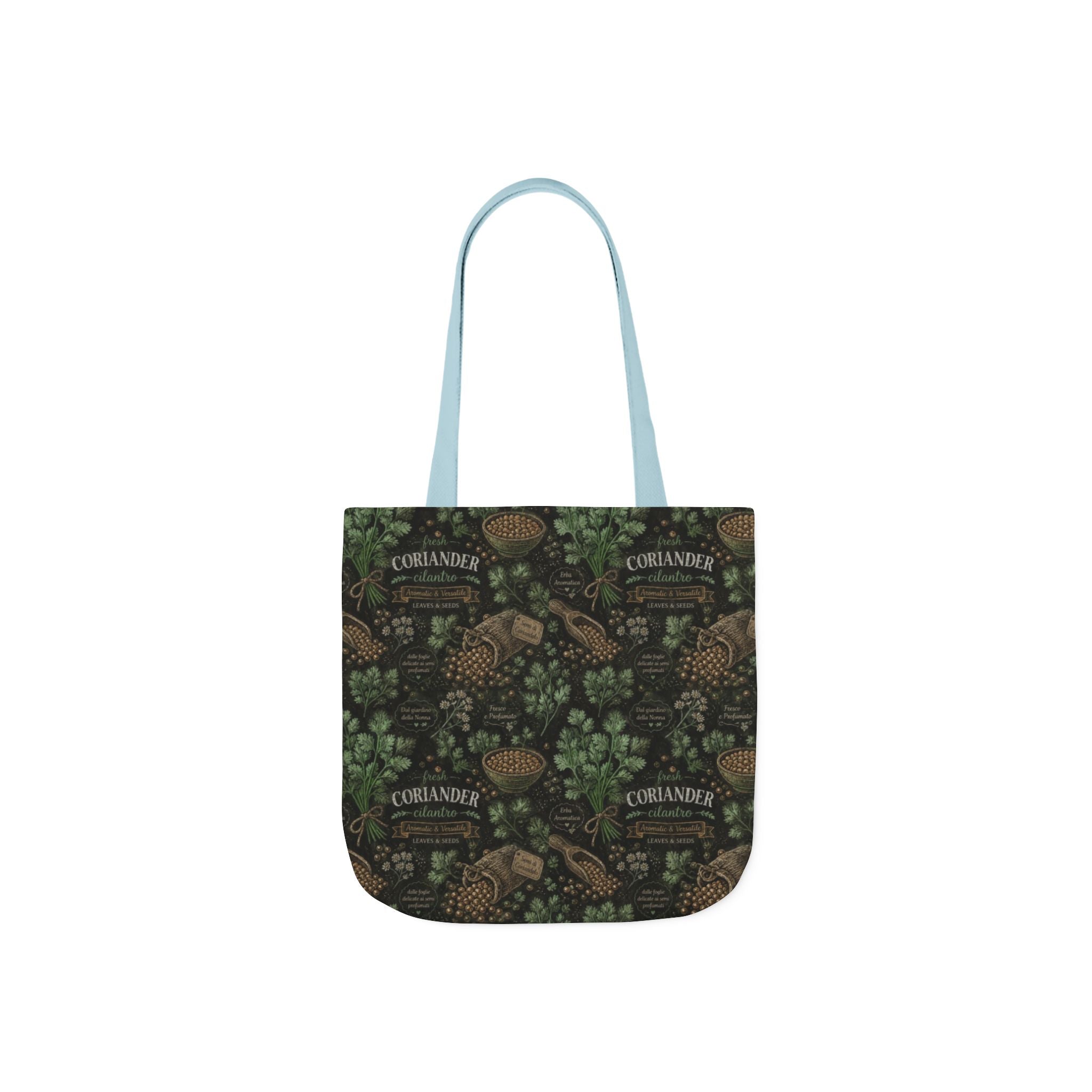Coriander & Seeds Canvas Tote Bag Mediterranean Kitchen Chalk Art Design Italian Cottagecore Gift