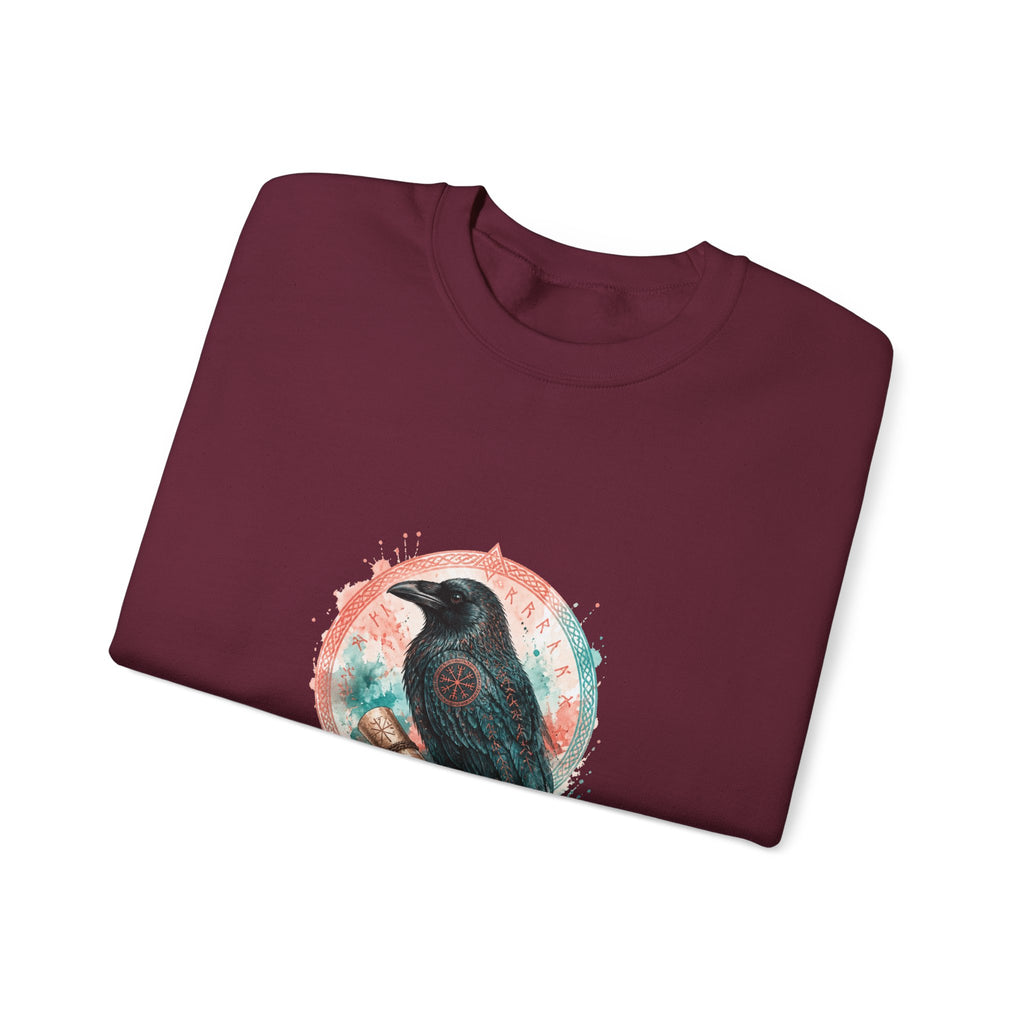 Matching Couple Sweatshirt - Huginn & Muninn Matching Couple Crewneck Sweatshirt Watercolor Art His Hers Engagement Gift - Design B