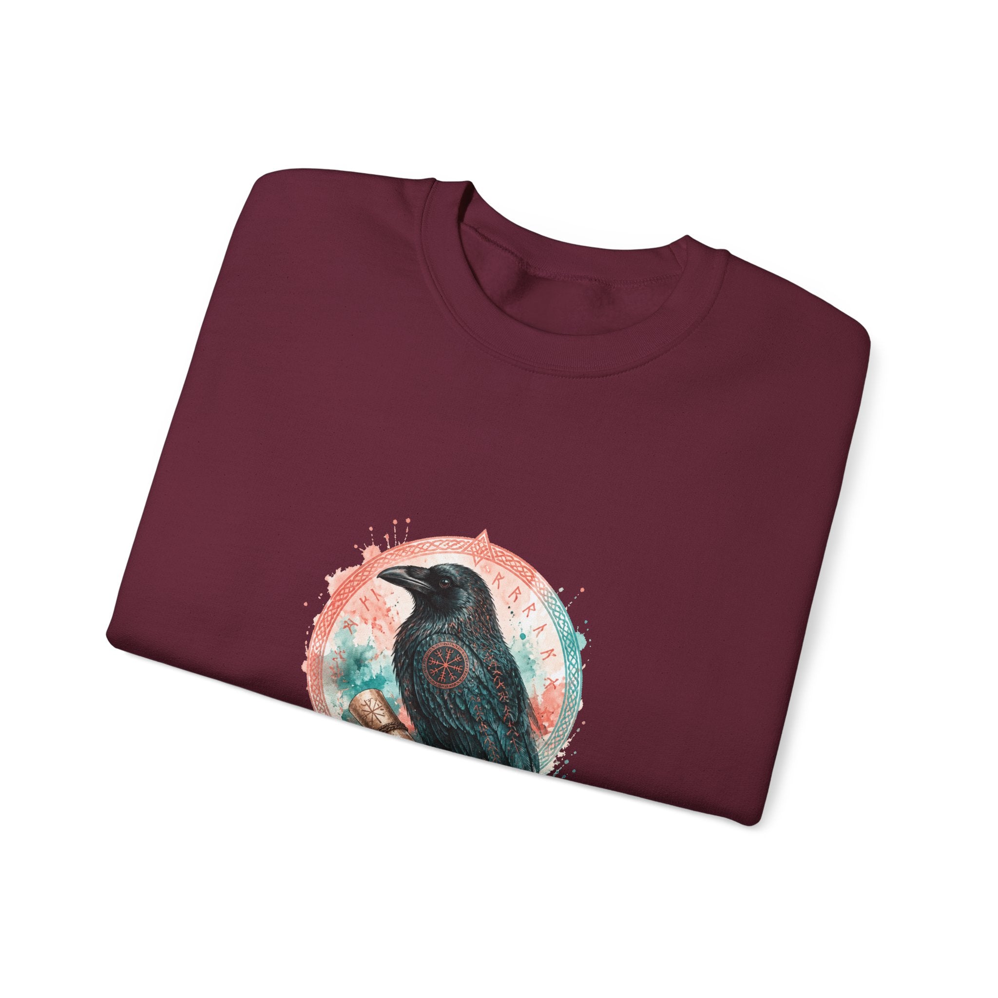 Matching Couple Sweatshirt - Huginn & Muninn Matching Couple Crewneck Sweatshirt Watercolor Art His Hers Engagement Gift - Design B
