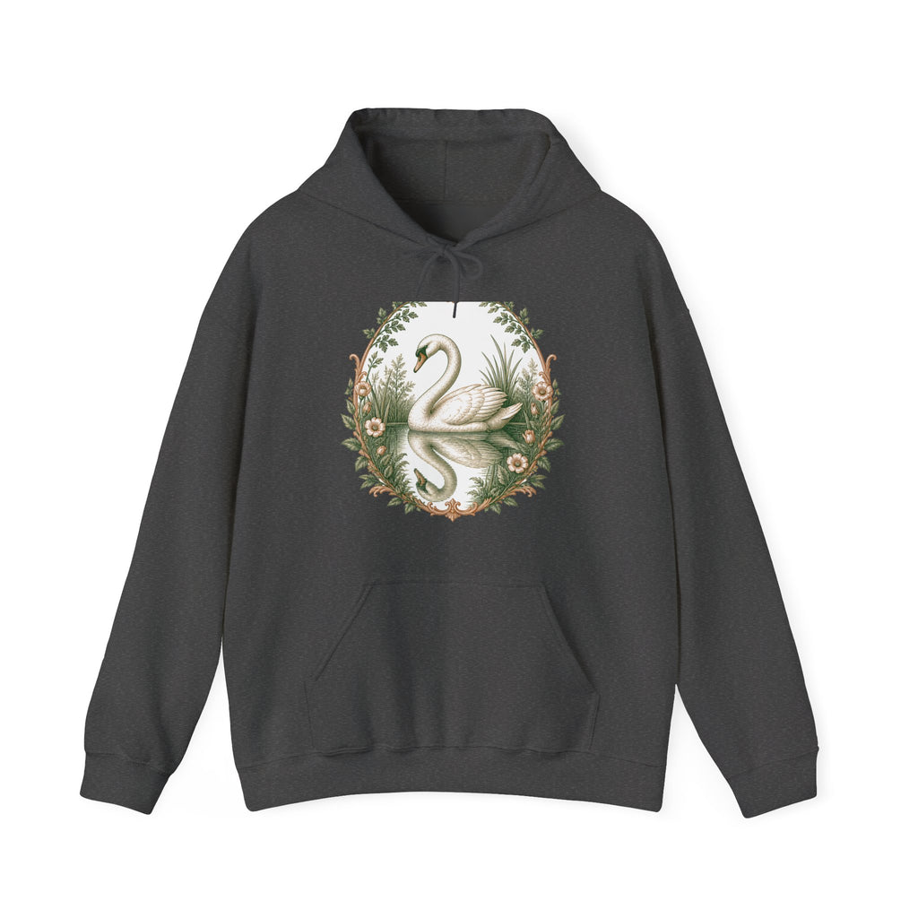 Matching Couple Sweatshirt - Raven & Swan Matching Couple Hooded Sweatshirt Vintage Art His Hers Wedding Gift - Design B