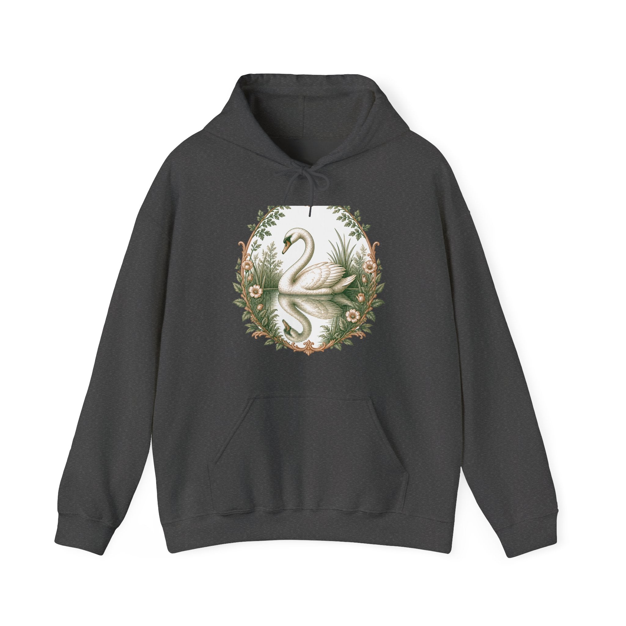 Matching Couple Sweatshirt - Raven & Swan Matching Couple Hooded Sweatshirt Vintage Art His Hers Wedding Gift - Design B