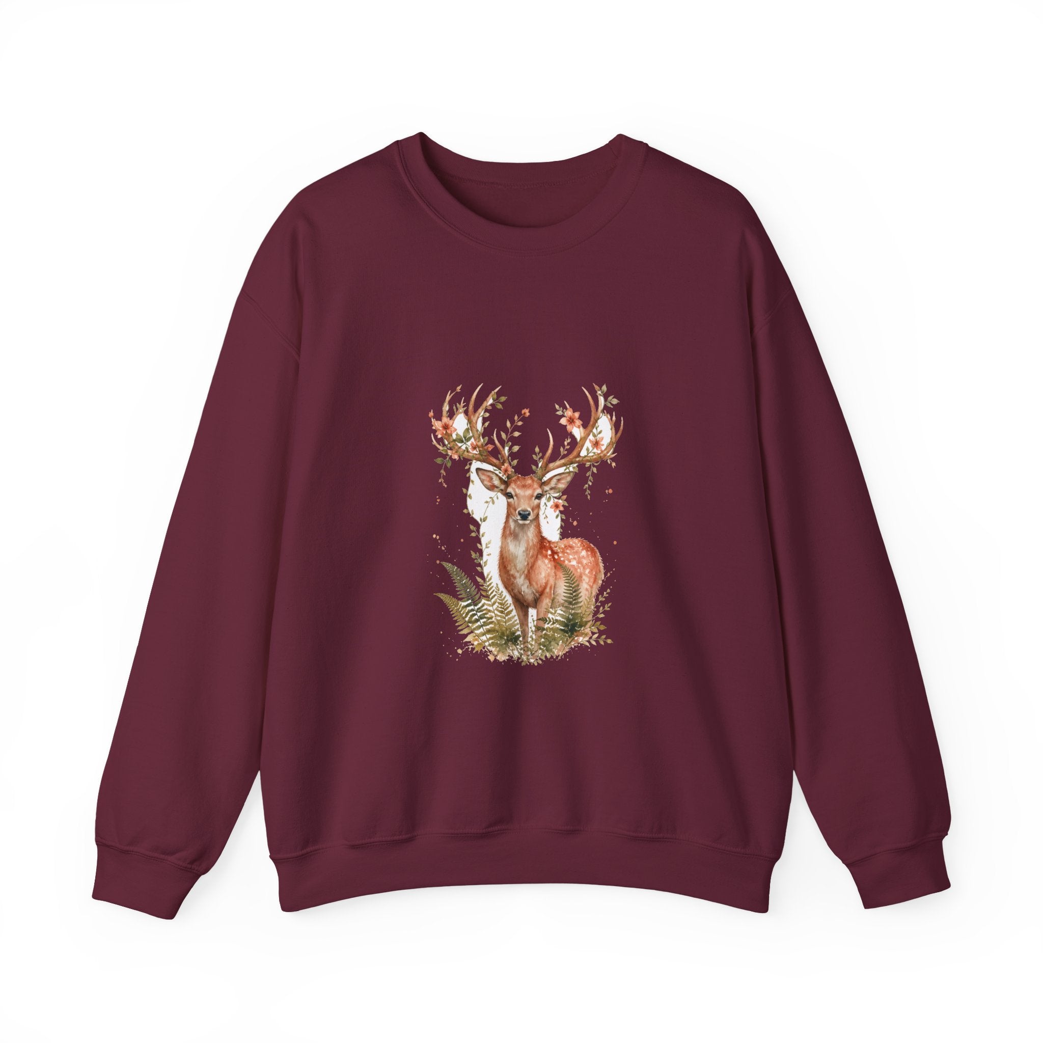 Matching Couple Sweatshirt - Bear & Deer Matching Couple Crewneck Sweatshirt Watercolor Art His Hers Engagement Gift - Design B