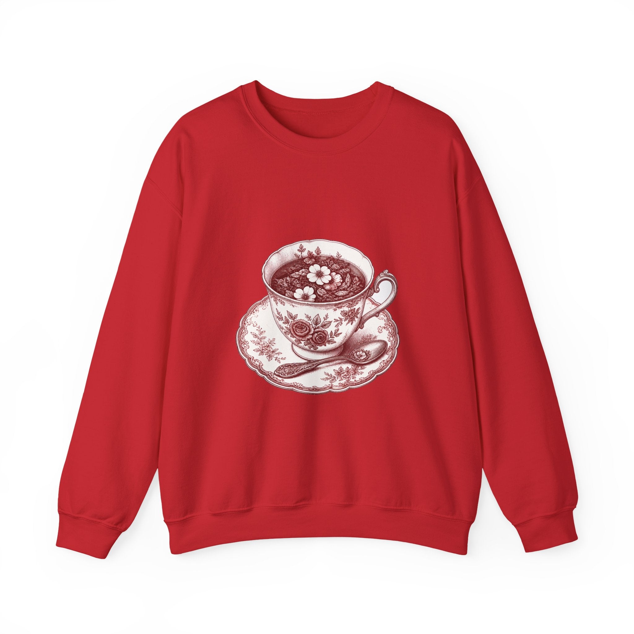 Matching Couple Sweatshirt - Coffee & Tea Matching Couple Comfort Colors Crew Hand-Drawn Art His Hers Anniversary Gift - Design B