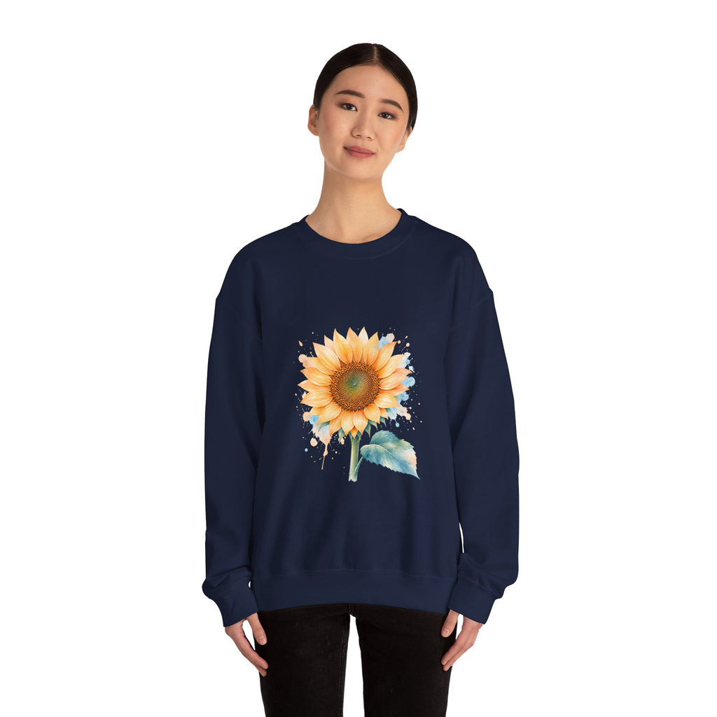 Matching Couple Sweatshirt - Sunflower & Moonflower Matching Couple Crewneck Sweatshirt Watercolor Art His Hers Engagement Gift - Design A