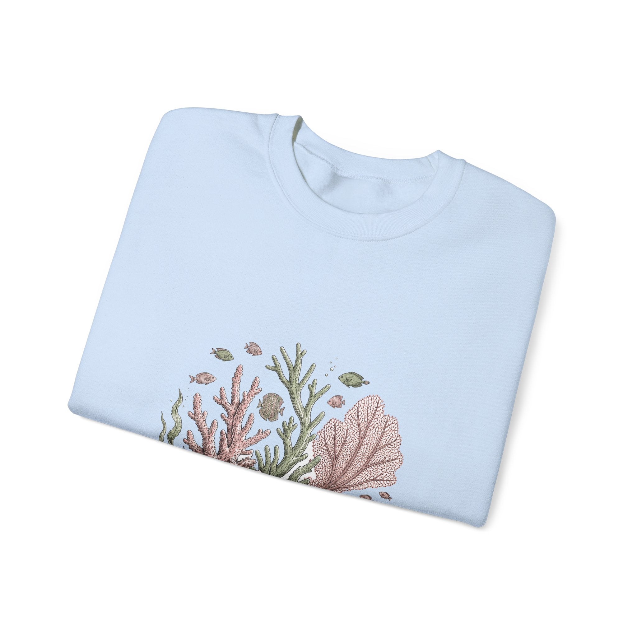 Matching Couple Sweatshirt - Coral Reef & Deep Sea Matching Couple Crewneck Sweatshirt Hand-Drawn Art His Hers Best Friend Gift - Design A