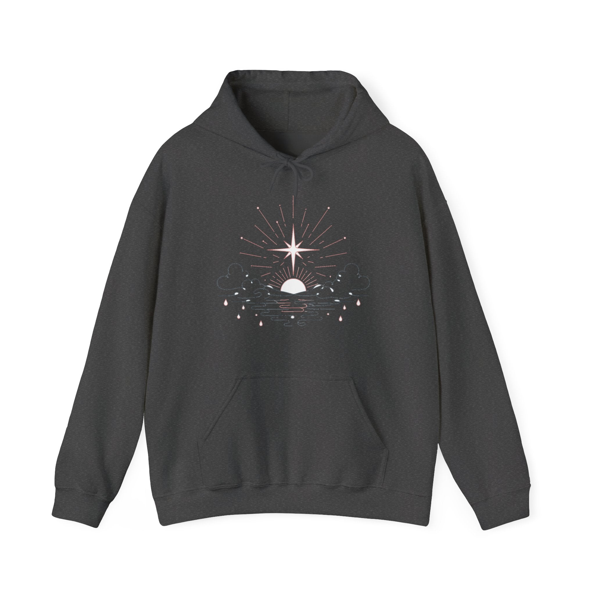 Matching Couple Sweatshirt - Evening & Morning Star Matching Couple Hooded Sweatshirt Minimalist Art His Hers Valentine Gift - Design B
