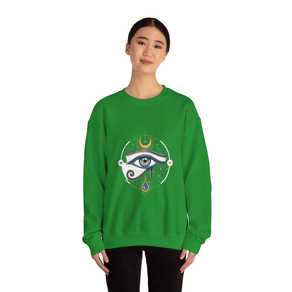 Matching Couple Sweatshirt - Eye of Ra & Horus Matching Couple Premium Fleece Sweatshirt Hand-Drawn Art His Hers Anniversary Gift - Design B